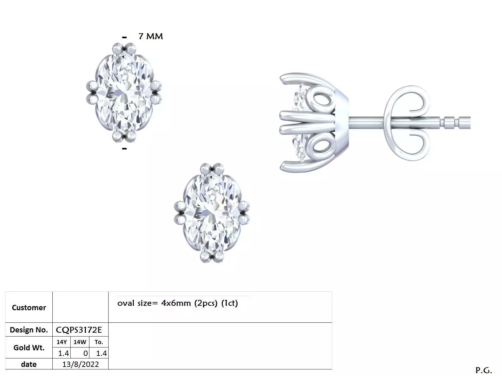 Solitaire Oval Cut Diamond Stud Earring 3DM STL Video 3D print model_15