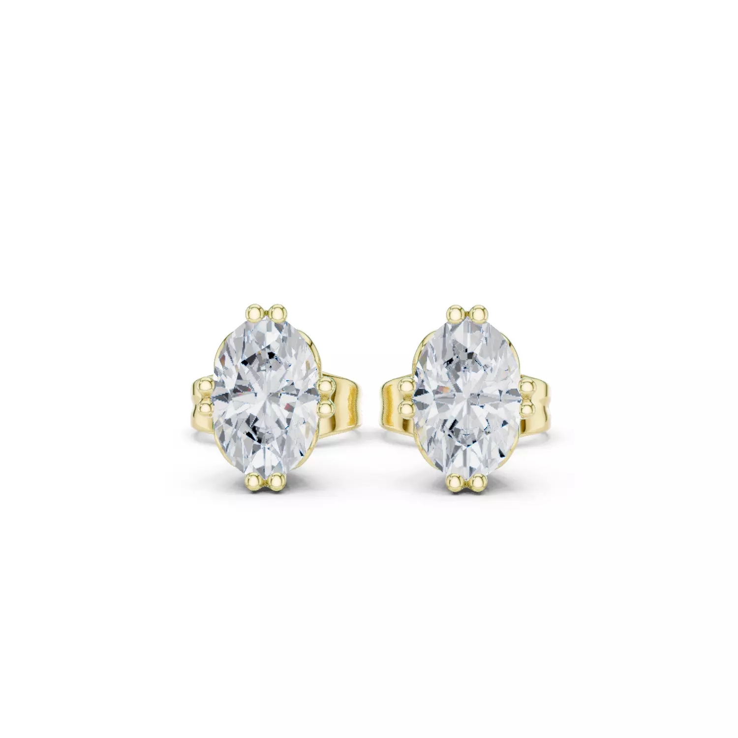 Solitaire Oval Cut Diamond Stud Earring 3DM STL Video 3D print model_1