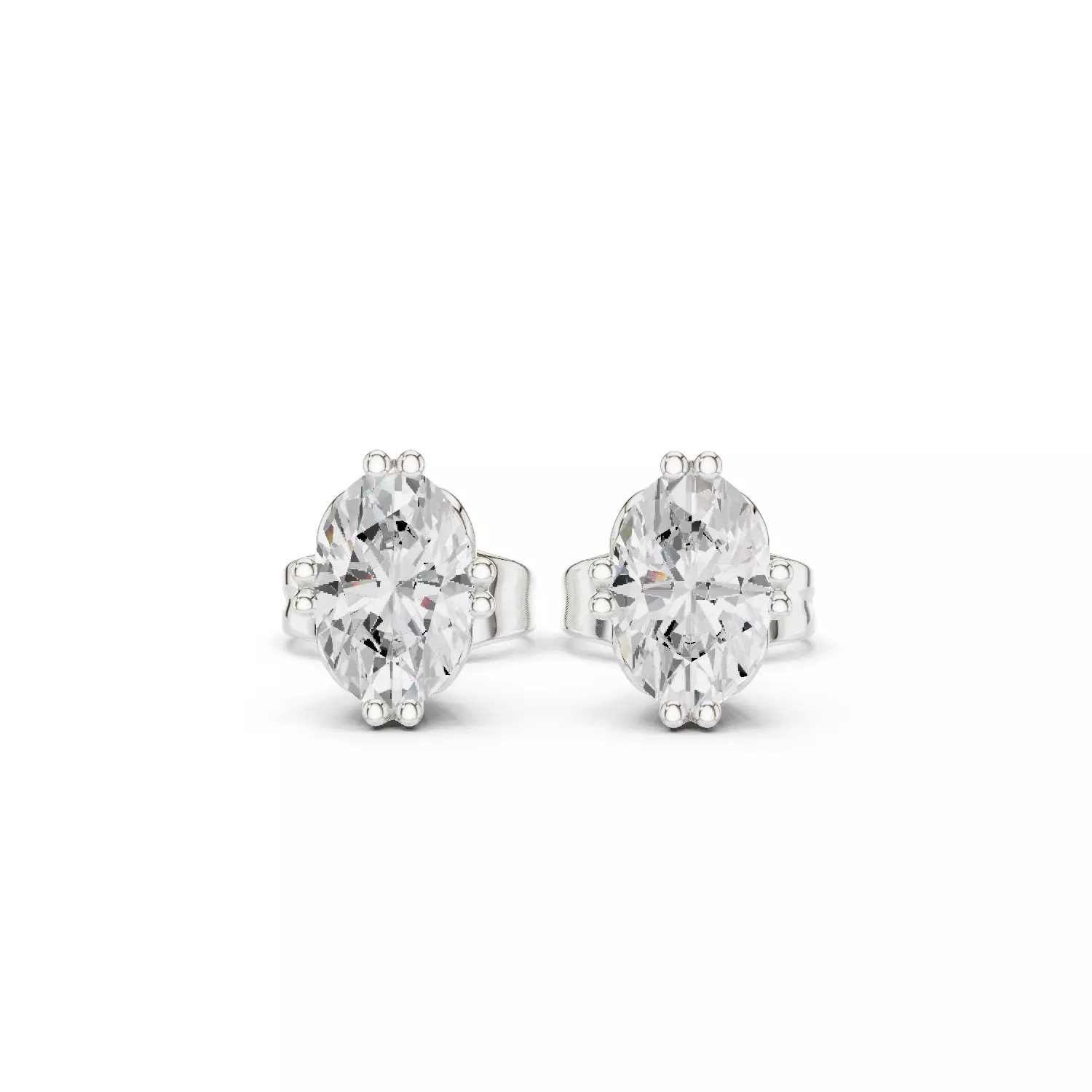 Solitaire Oval Cut Diamond Stud Earring 3DM STL Video 3D print model_2