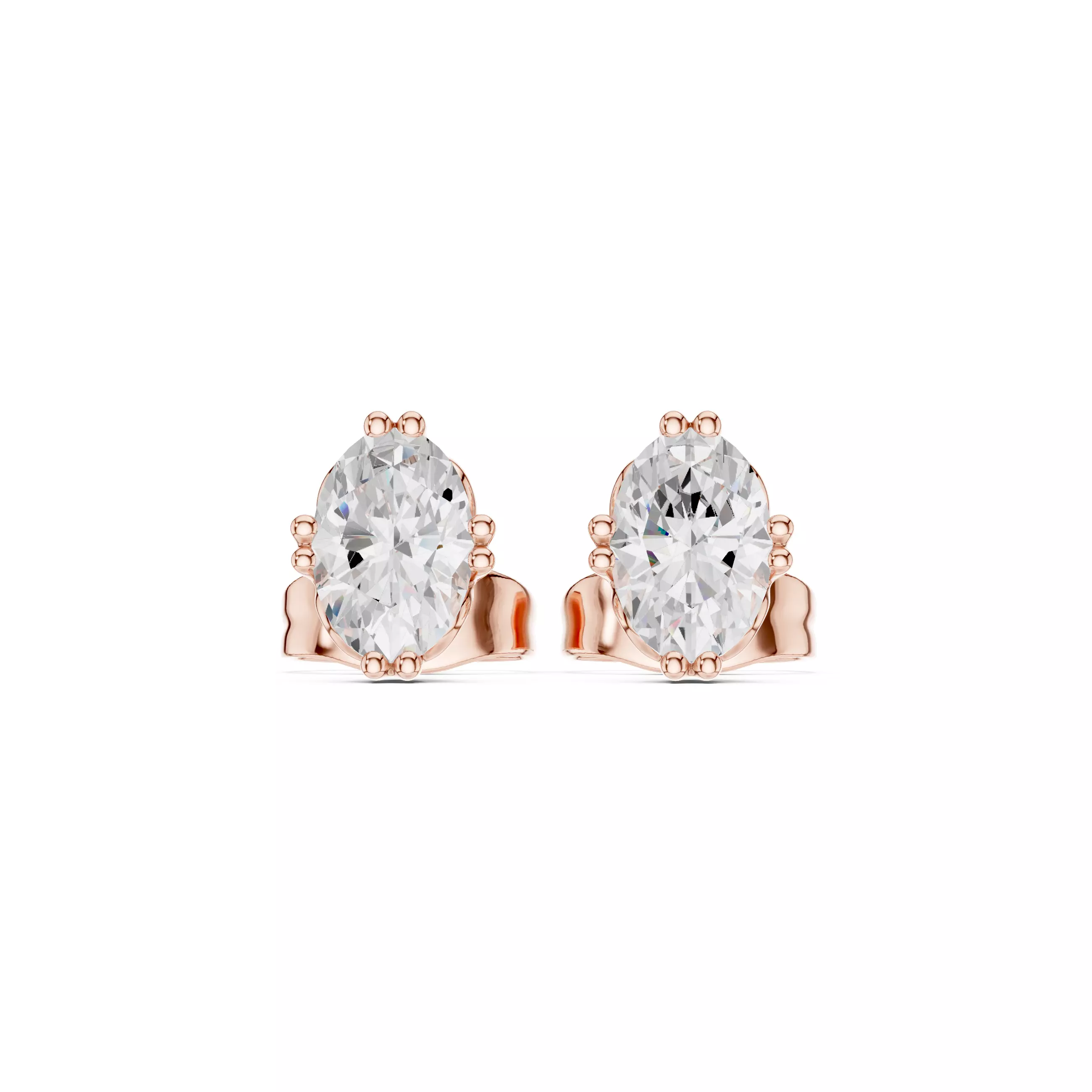 Solitaire Oval Cut Diamond Stud Earring 3DM STL Video 3D print model_6