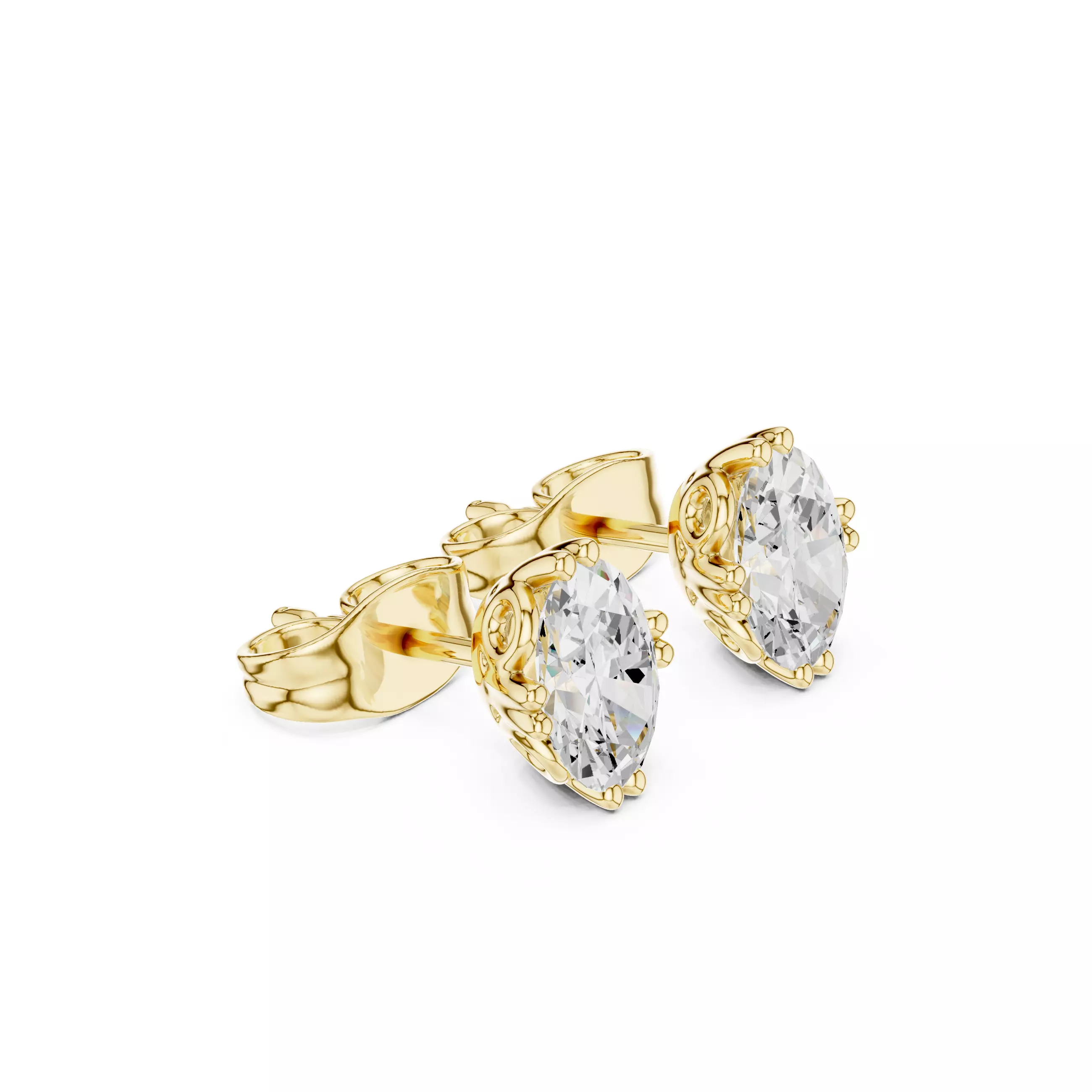 Solitaire Oval Cut Diamond Stud Earring 3DM STL Video 3D print model_7