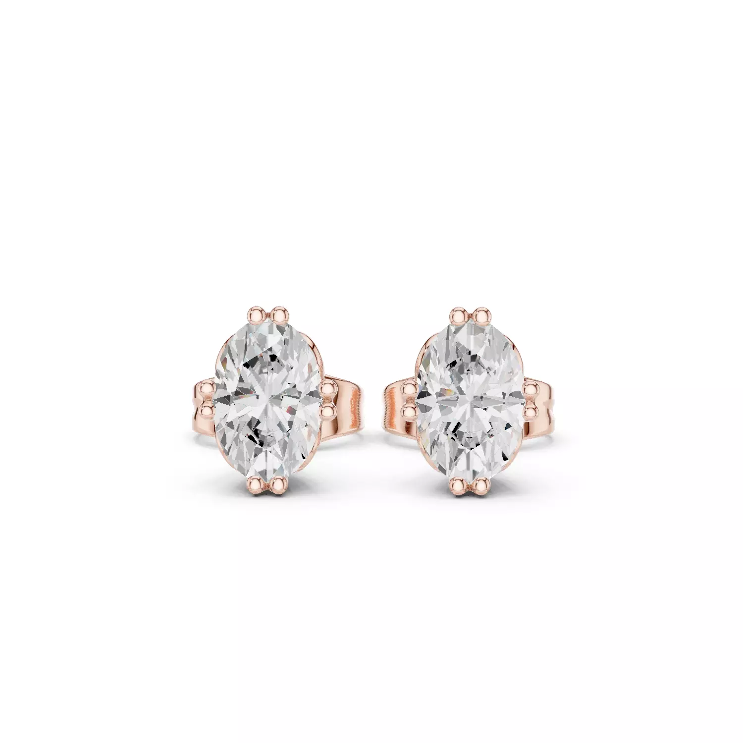Solitaire Oval Cut Diamond Stud Earring 3DM STL Video 3D print model_0