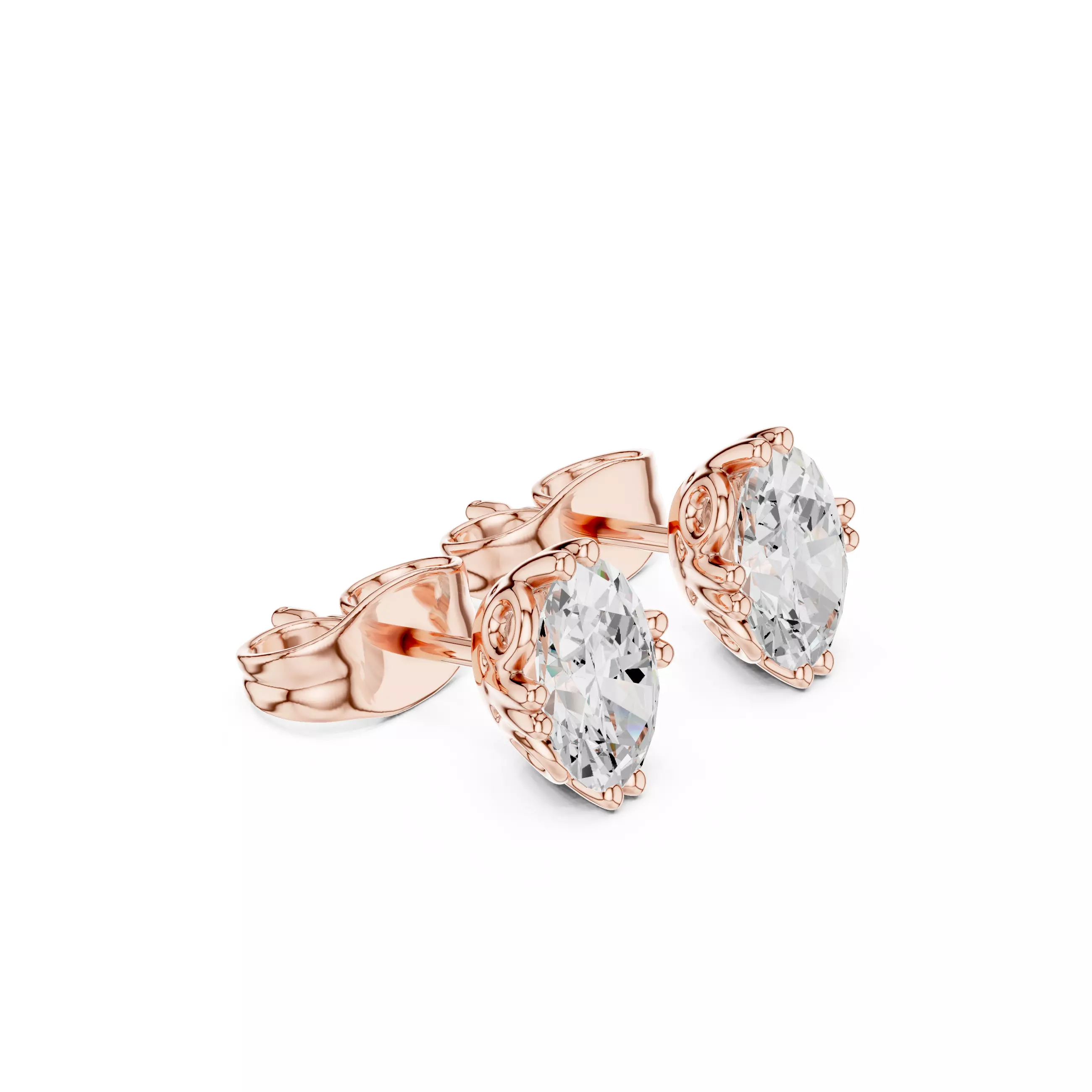 Solitaire Oval Cut Diamond Stud Earring 3DM STL Video 3D print model_3