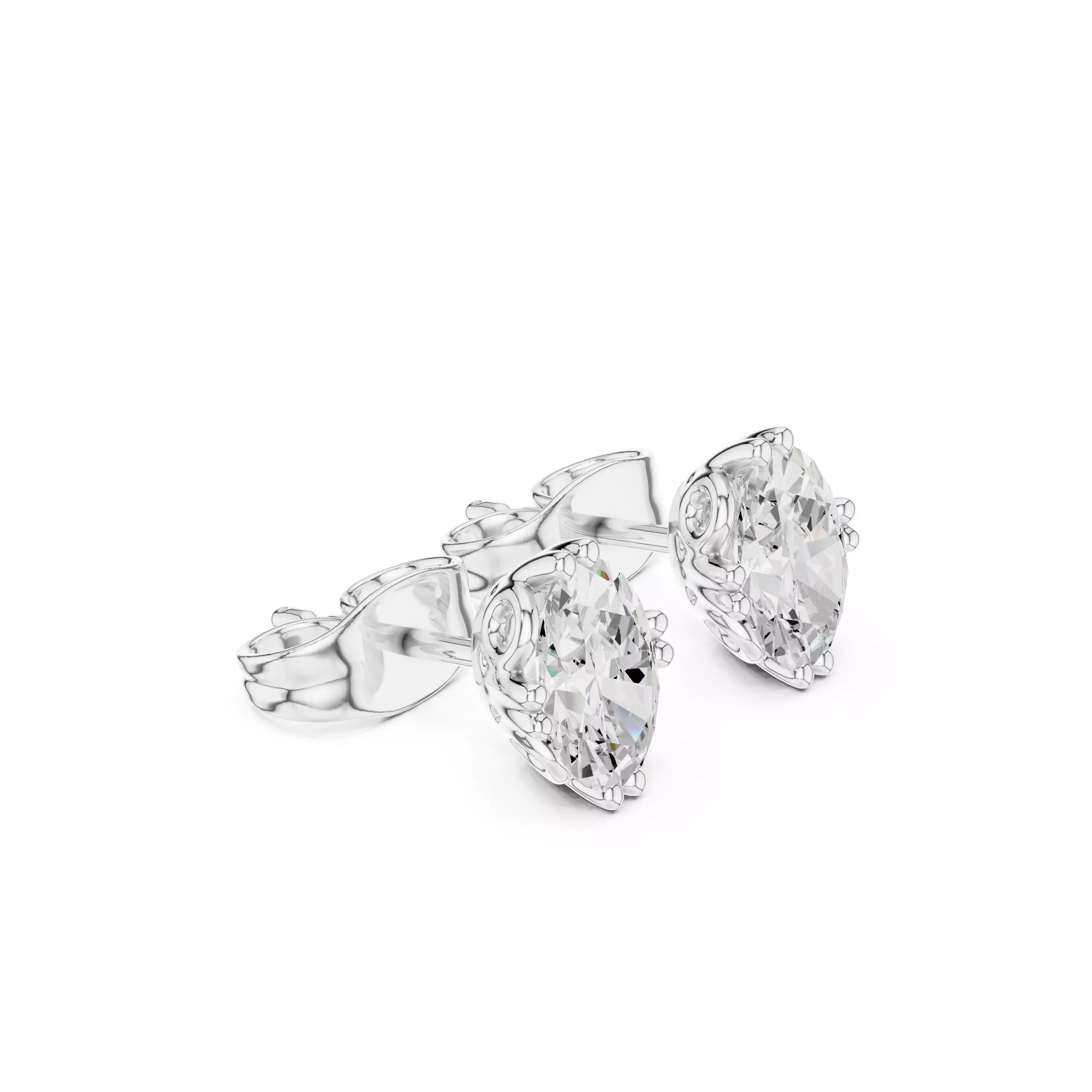 Solitaire Oval Cut Diamond Stud Earring 3DM STL Video 3D print model_11