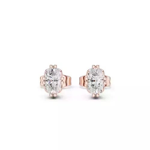 Solitaire Double Prong Oval Diamond Stud Earring 3DM STL Video 3D print model