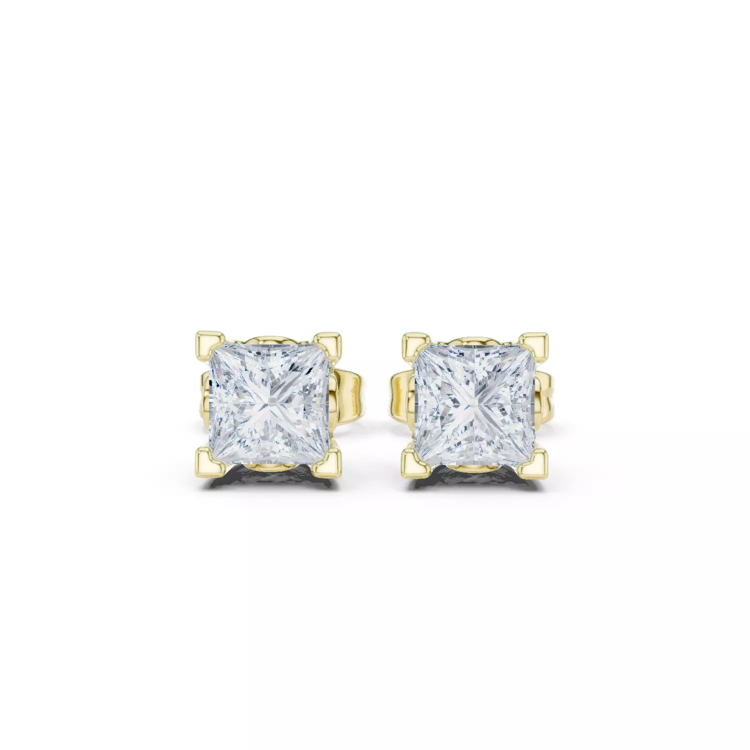 Solitaire Princess Cut Diamond Stud Earring 3DM STL Video 3D print model_1