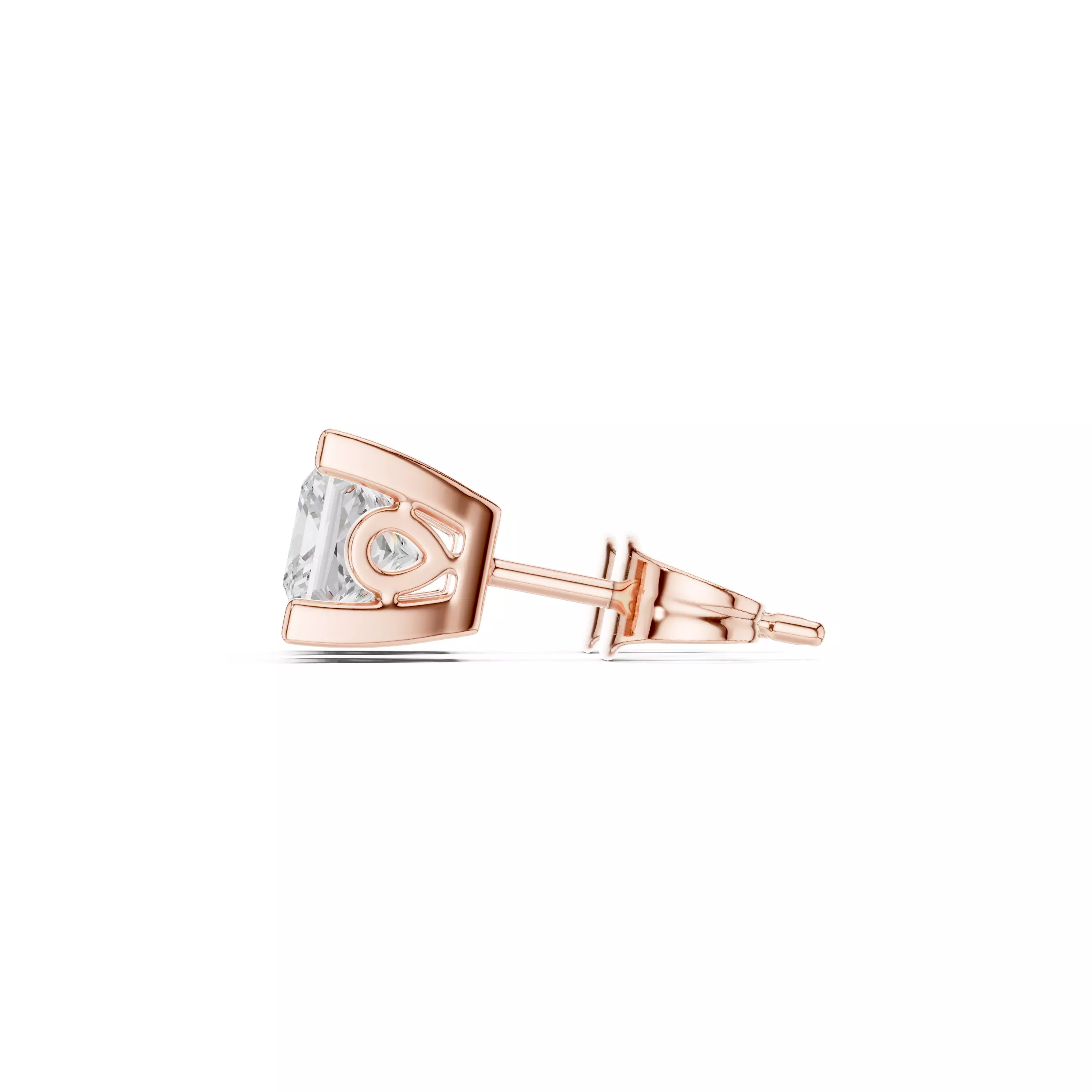 Solitaire Princess Cut Diamond Stud Earring 3DM STL Video 3D print model_5