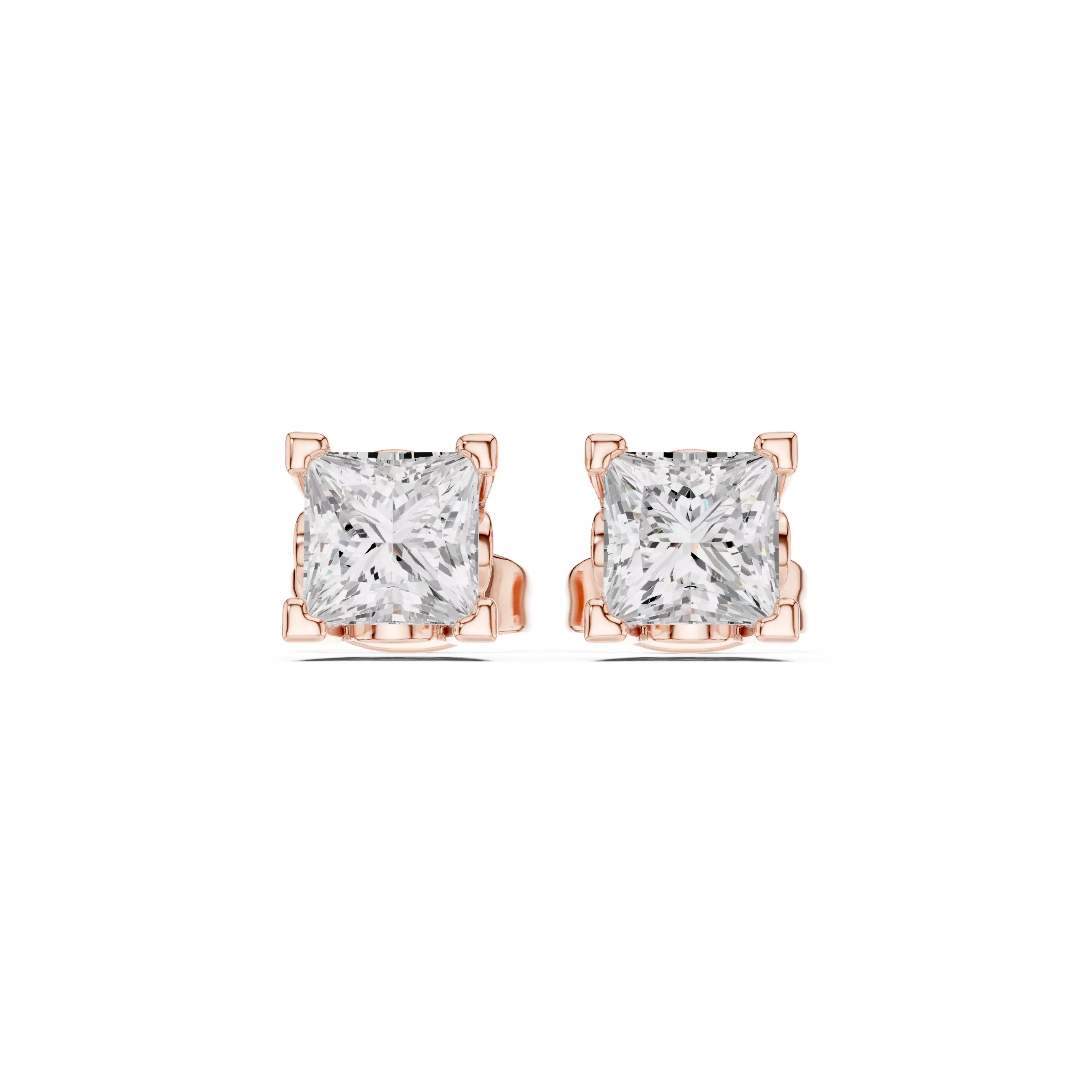 Solitaire Princess Cut Diamond Stud Earring 3DM STL Video 3D print model_6
