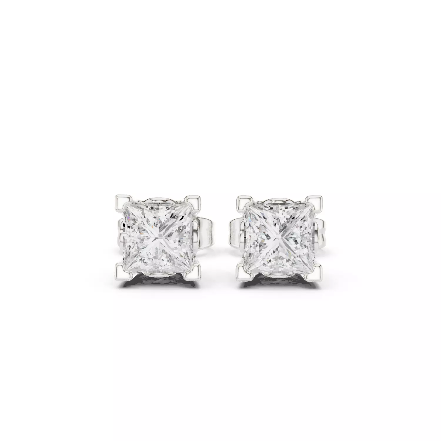 Solitaire Princess Cut Diamond Stud Earring 3DM STL Video 3D print model_2