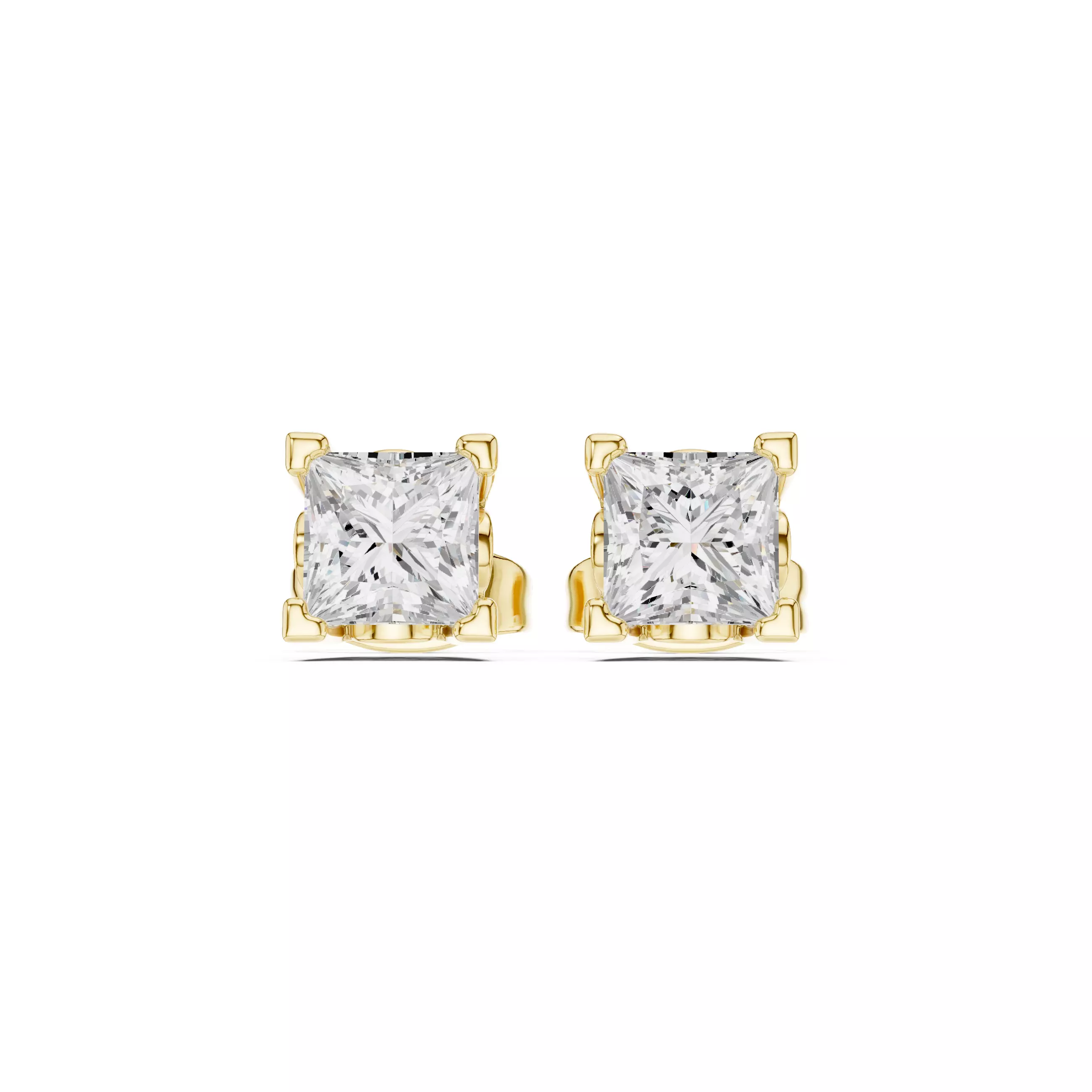 Solitaire Princess Cut Diamond Stud Earring 3DM STL Video 3D print model_10