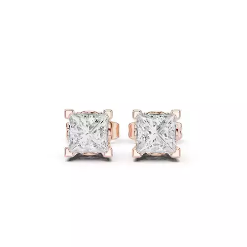 Solitaire Princess Cut Diamond Stud Earring 3DM STL Video