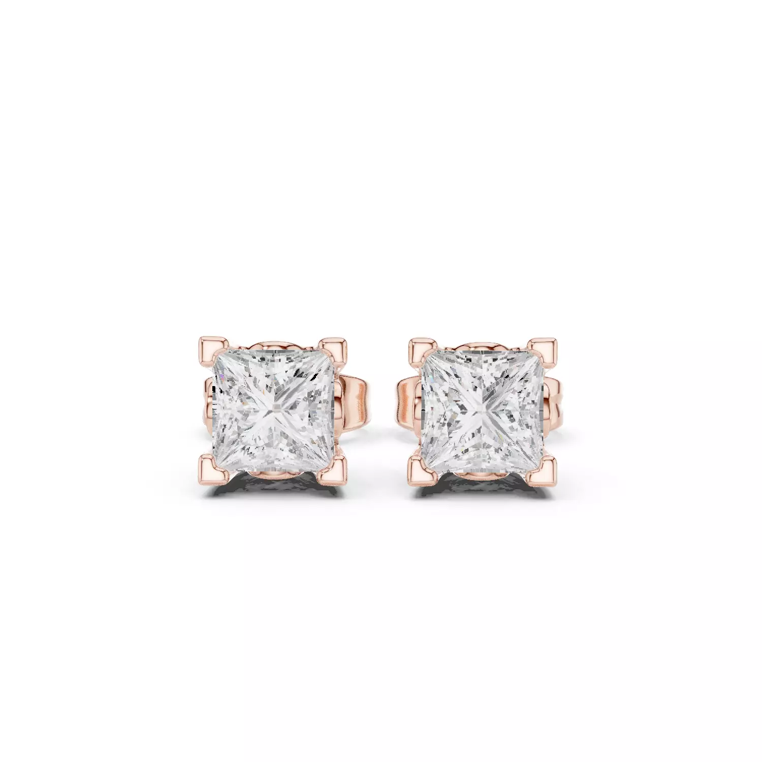 Solitaire Princess Cut Diamond Stud Earring 3DM STL Video 3D print model_0