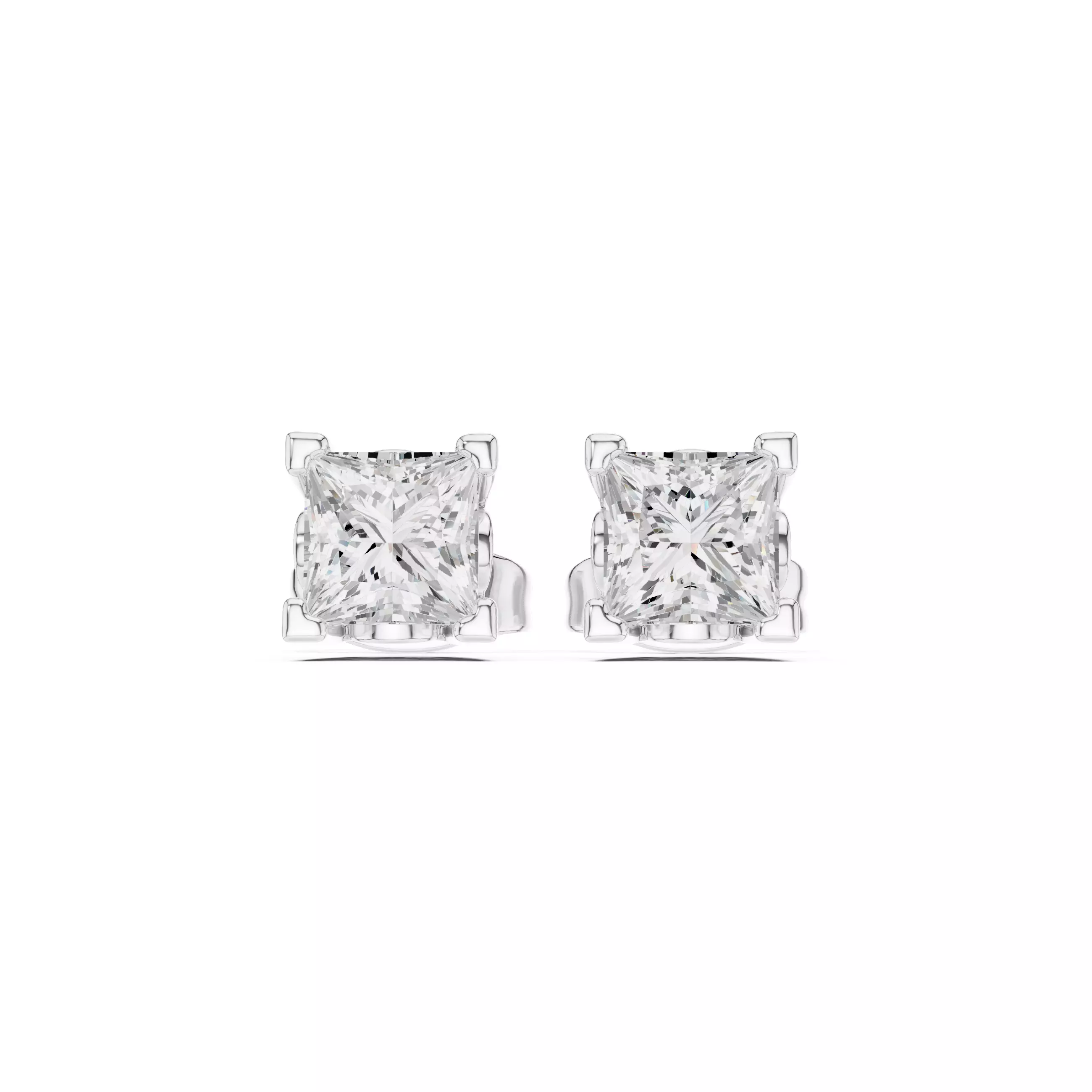 Solitaire Princess Cut Diamond Stud Earring 3DM STL Video 3D print model_14