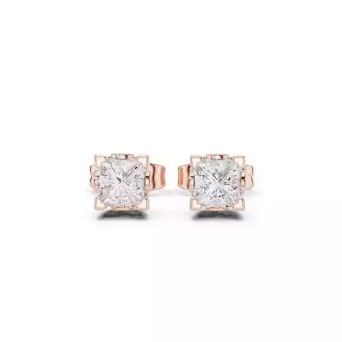 Solitaire Princess Cut Diamond Stud Earring 3DM STL Video