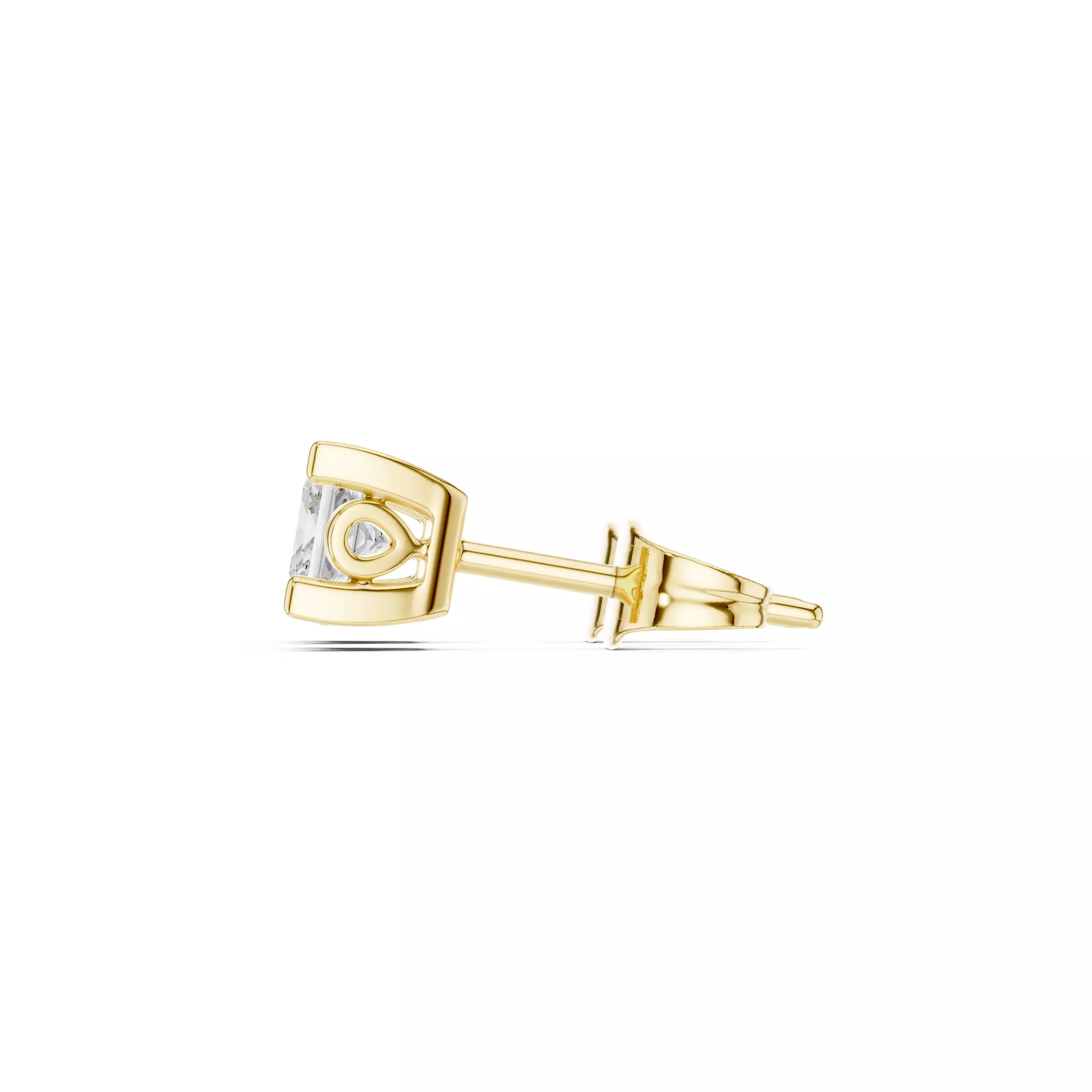Solitaire Princess Cut Diamond Stud Earring 3DM STL Video 3D print model_9