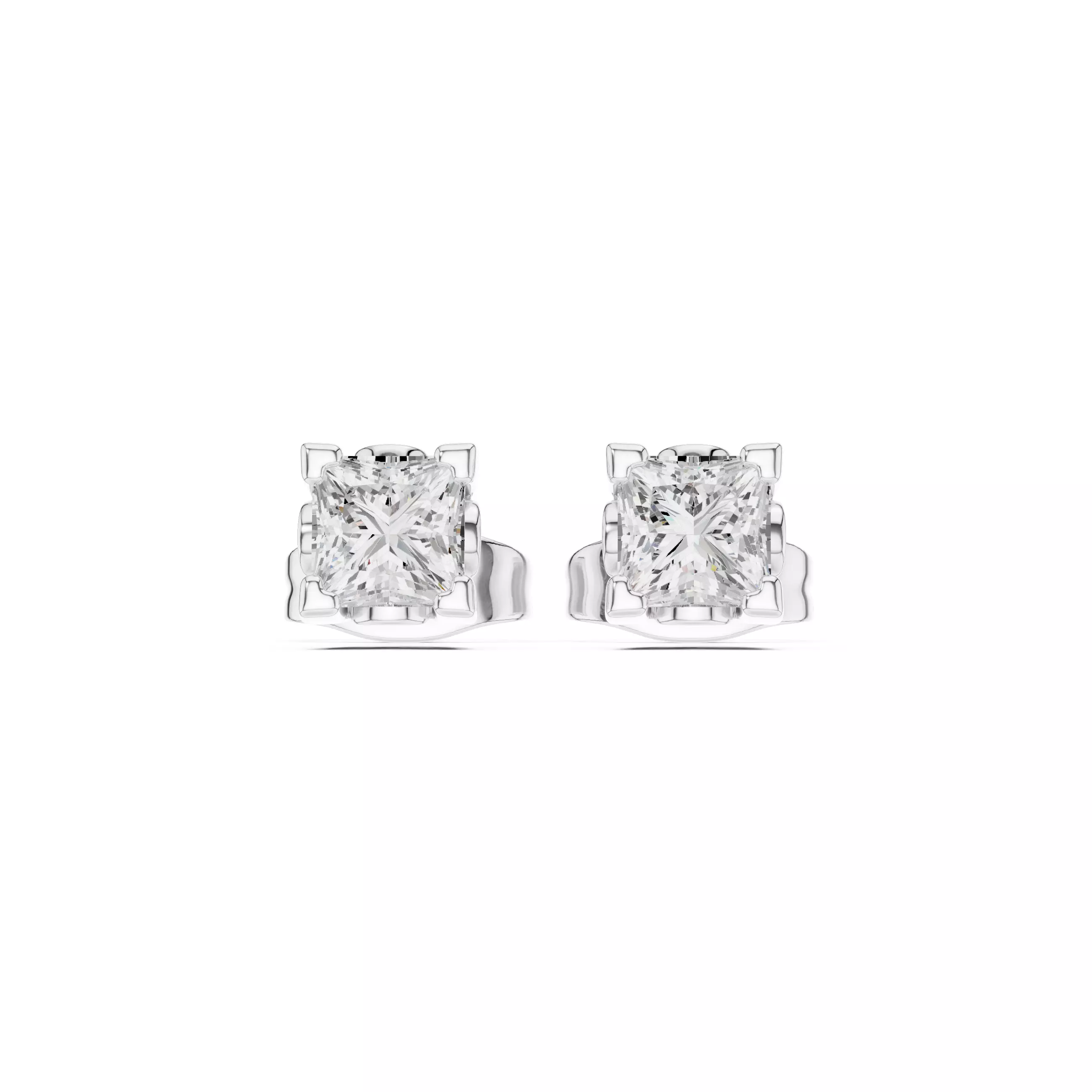 Solitaire Princess Cut Diamond Stud Earring 3DM STL Video 3D print model_14