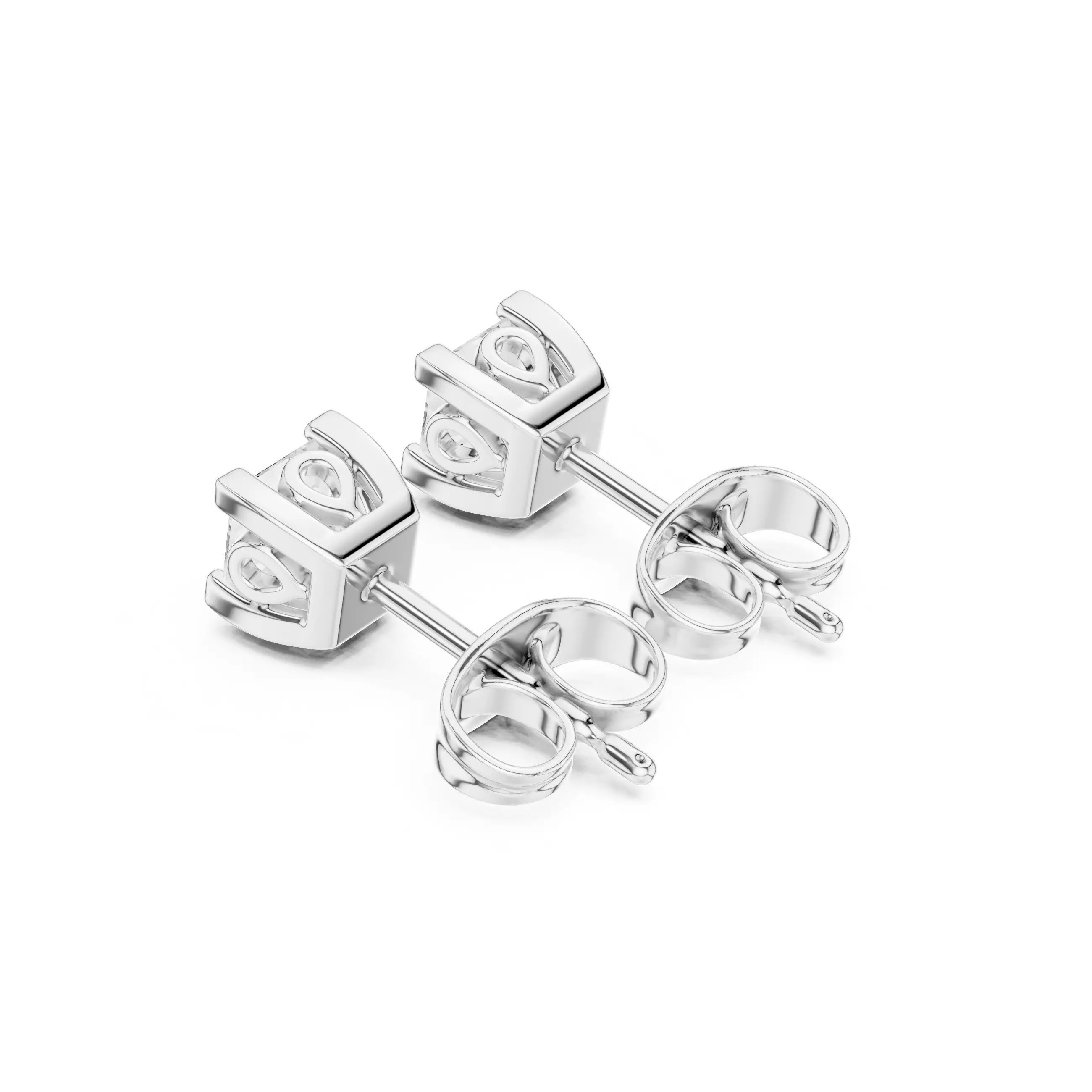 Solitaire Princess Cut Diamond Stud Earring 3DM STL Video 3D print model_12