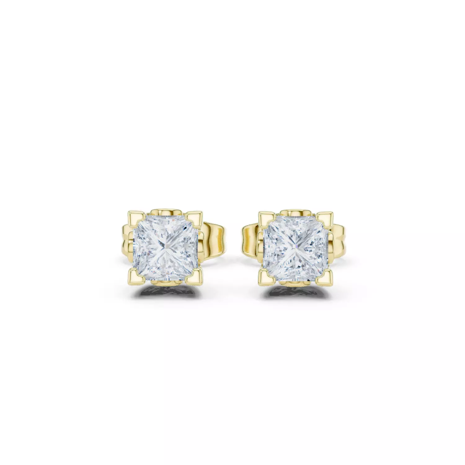 Solitaire Princess Cut Diamond Stud Earring 3DM STL Video 3D print model_1