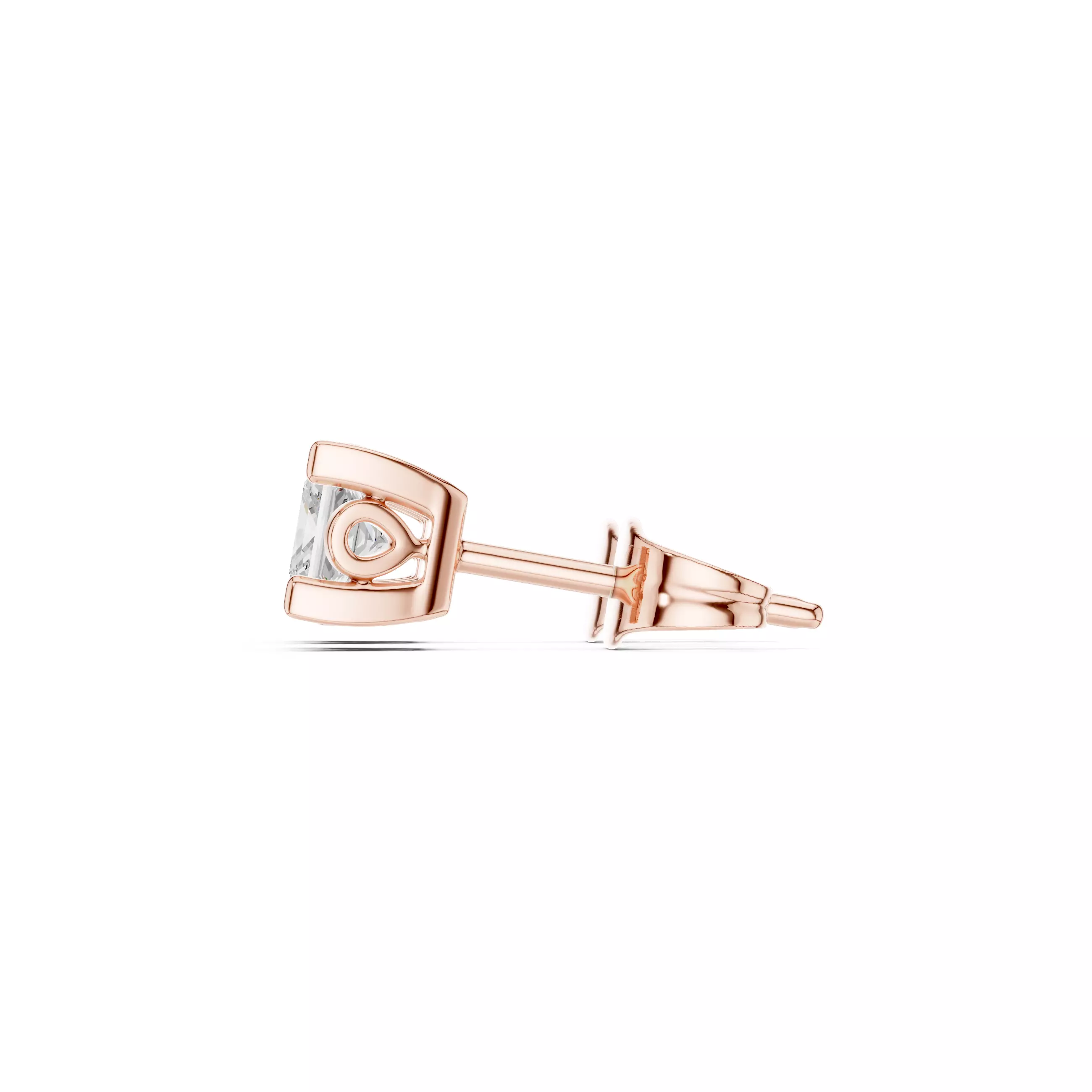 Solitaire Princess Cut Diamond Stud Earring 3DM STL Video 3D print model_5