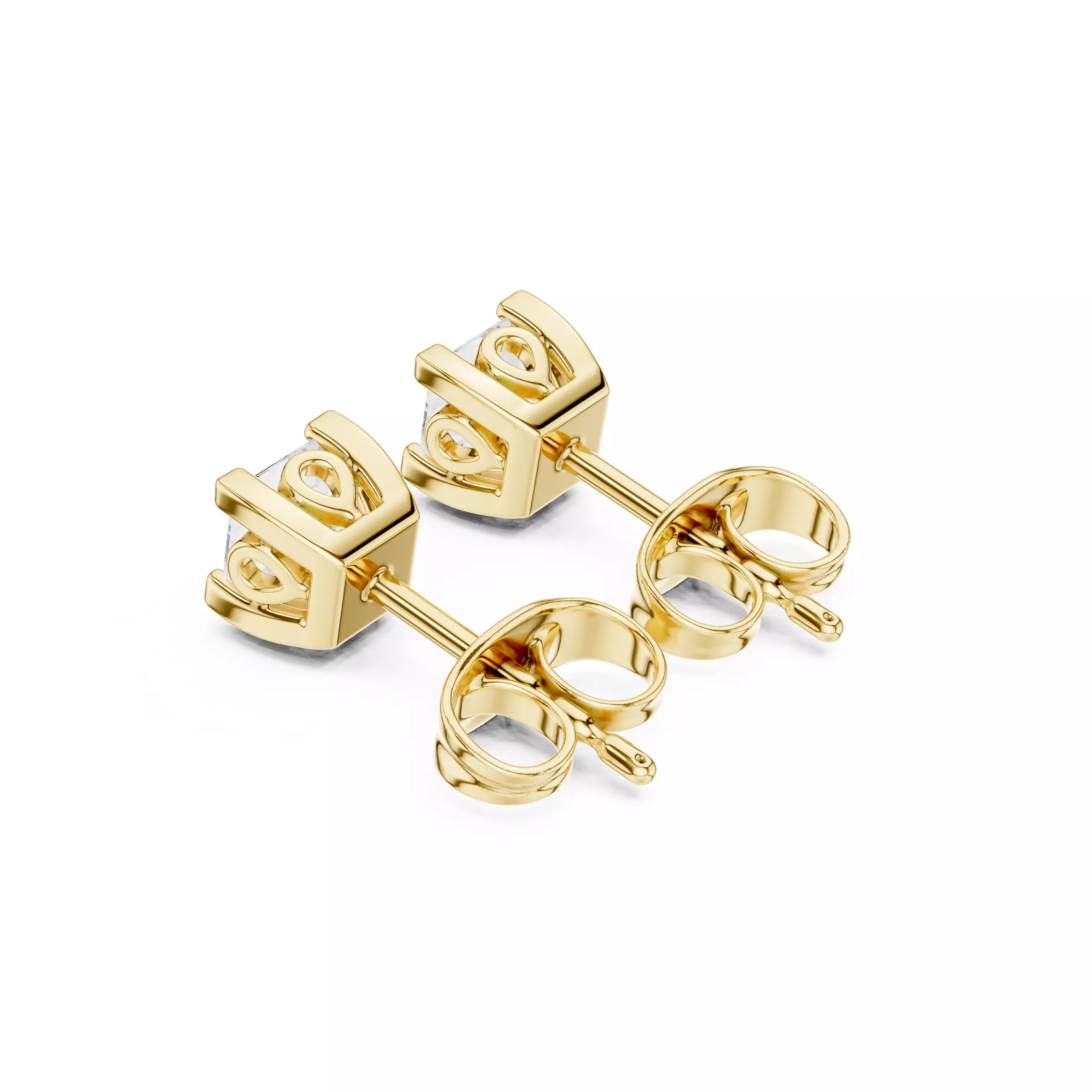 Solitaire Princess Cut Diamond Stud Earring 3DM STL Video 3D print model_8