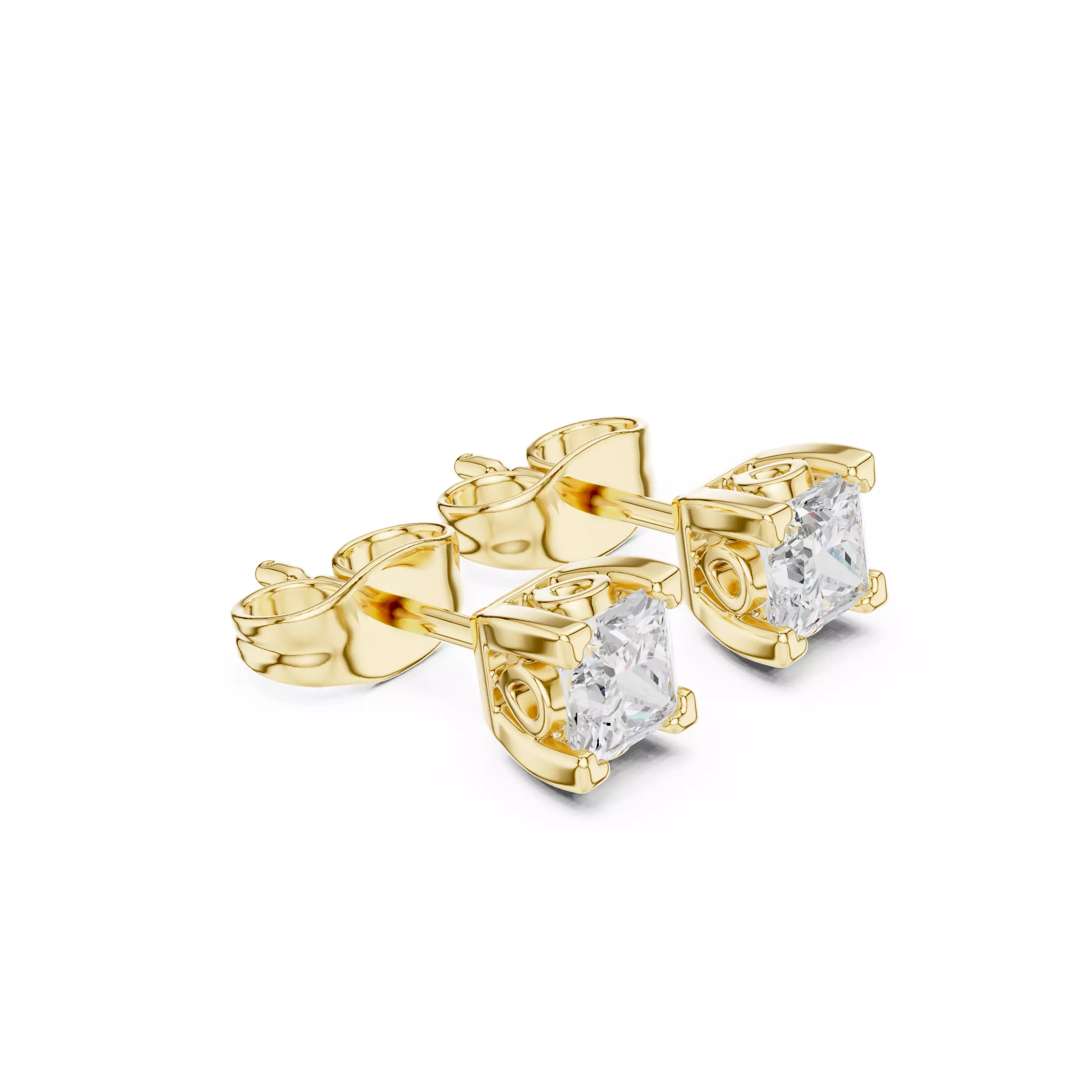 Solitaire Princess Cut Diamond Stud Earring 3DM STL Video 3D print model_7