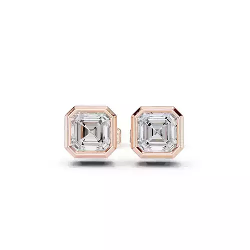 Solitaire Asscher Cut Bezel Diamond Stud Earring 3DM STL Video 3D print model