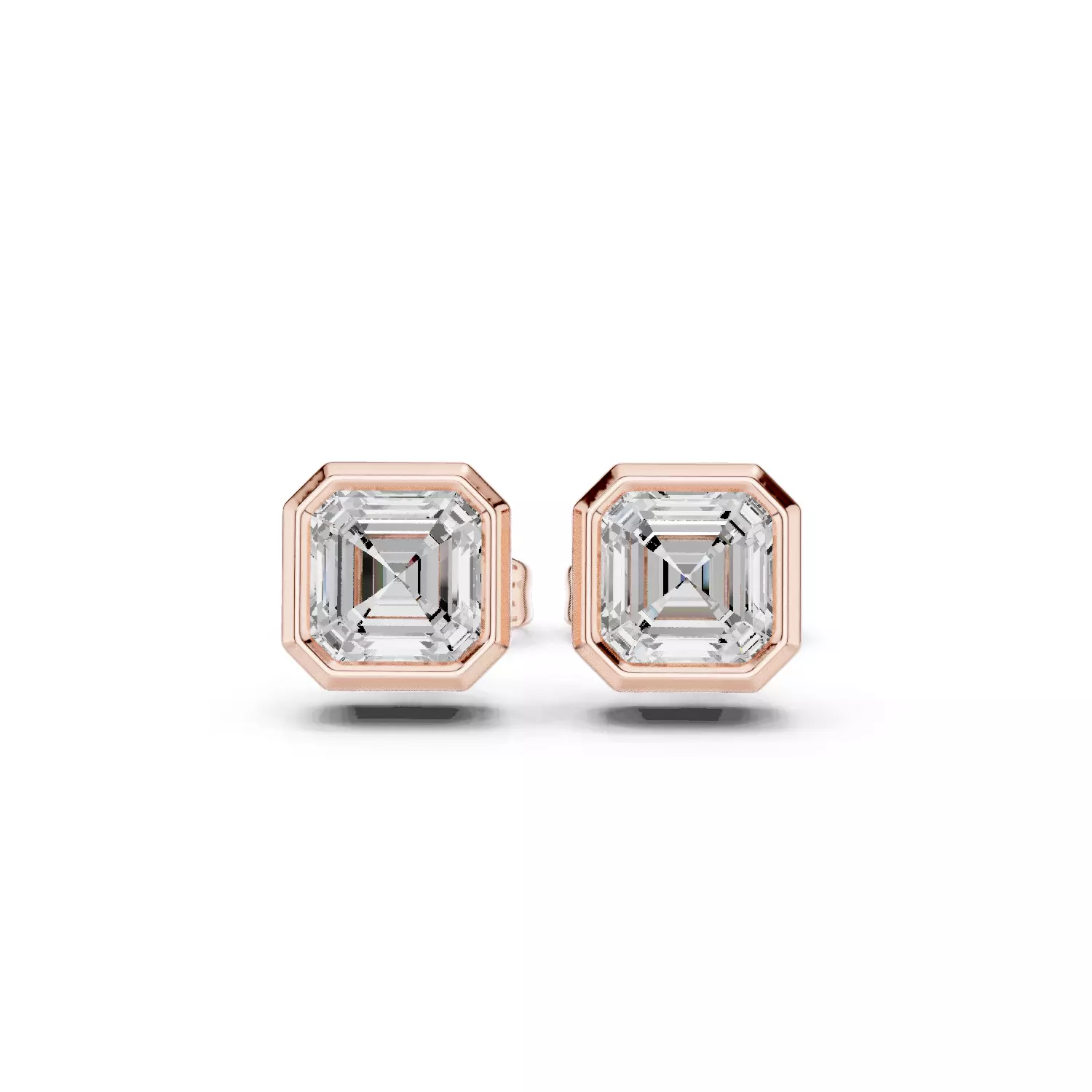 Solitaire Asscher Cut Bezel Diamond Stud Earring 3DM STL Video 3D print model