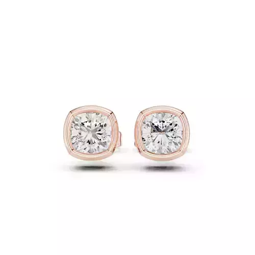 Solitaire Cushion Cut Bezel Set Diamond  Earring 3DM STL Video 3D print model