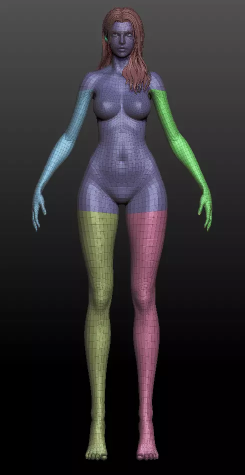 V2 Highpoly and Lowpoly Fantasy mature woman female Base mesh 3D model_3