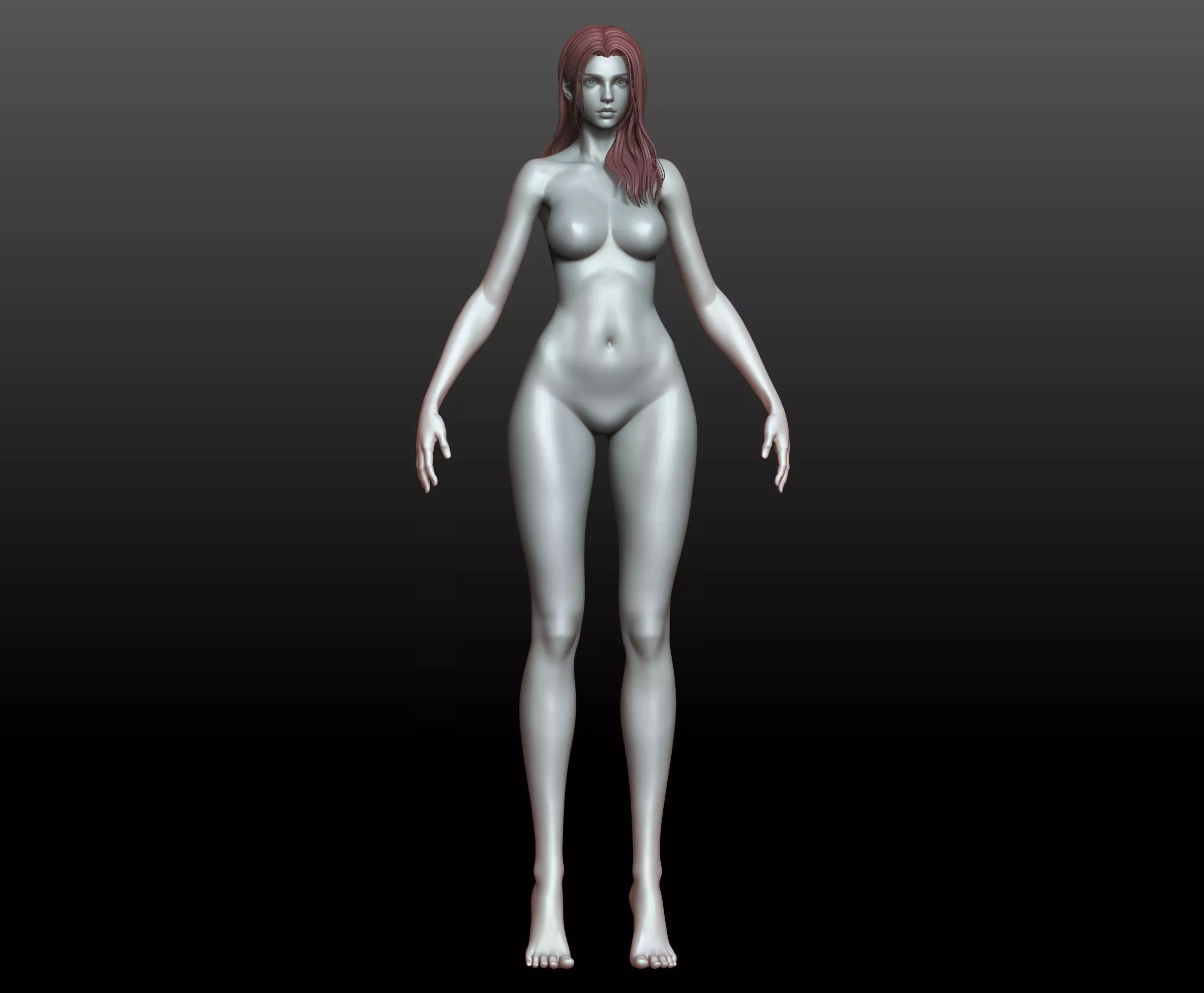 V2 Highpoly and Lowpoly Fantasy mature woman female Base mesh 3D model_4