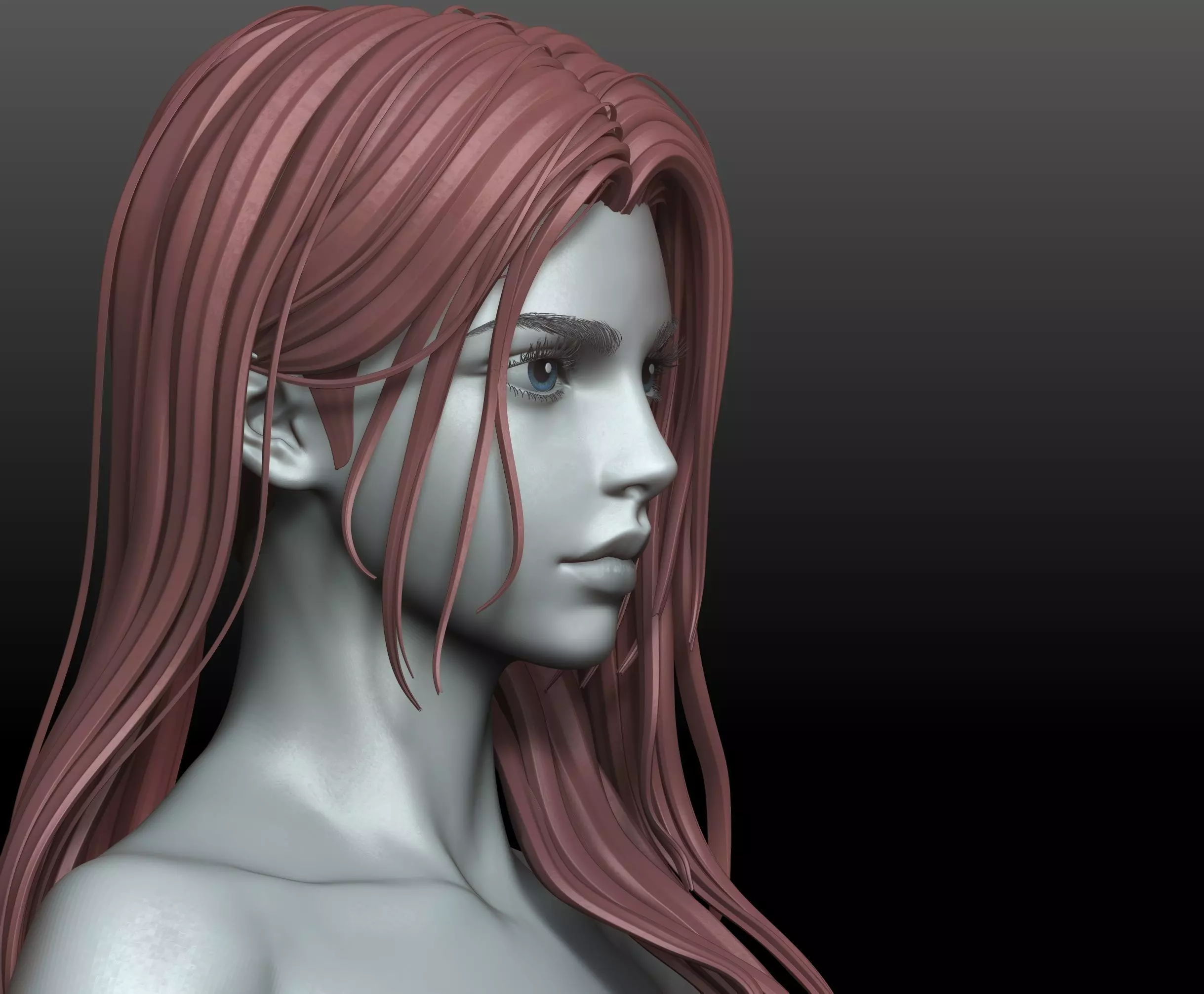 V2 Highpoly and Lowpoly Fantasy mature woman female Base mesh 3D model_9