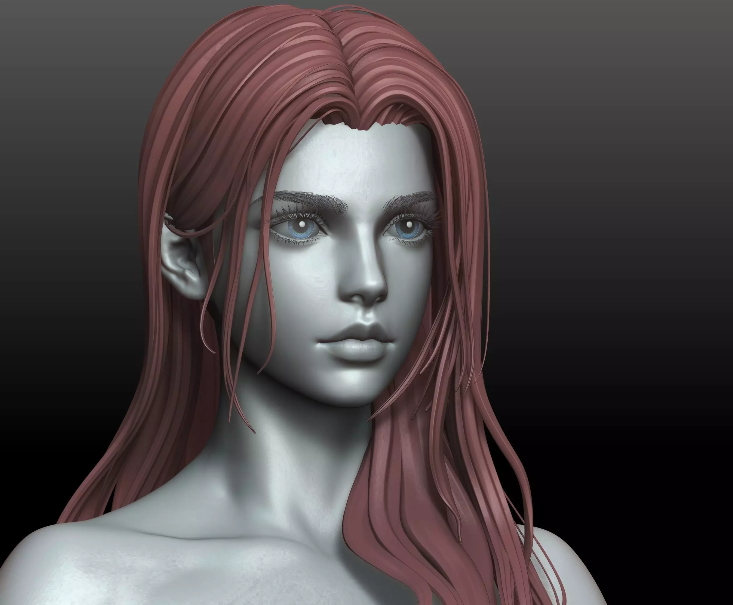 V2 Highpoly and Lowpoly Fantasy mature woman female Base mesh 3D model_6