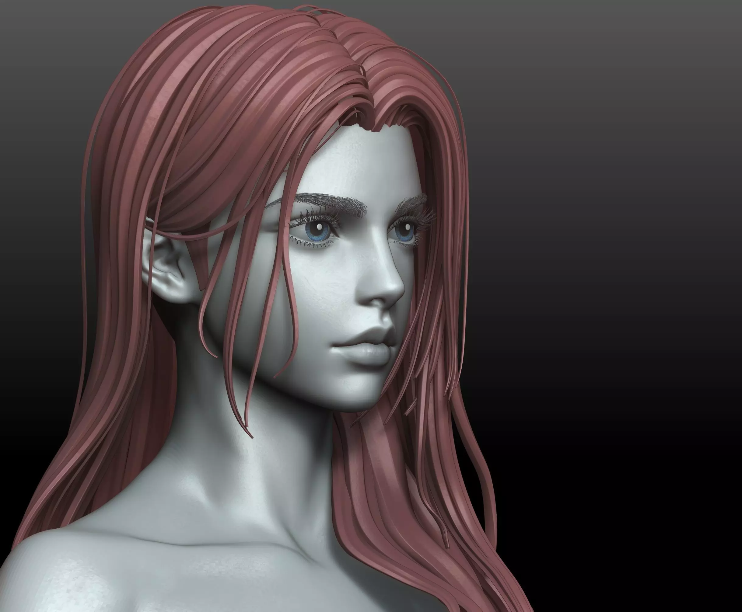 V2 Highpoly and Lowpoly Fantasy mature woman female Base mesh 3D model_8