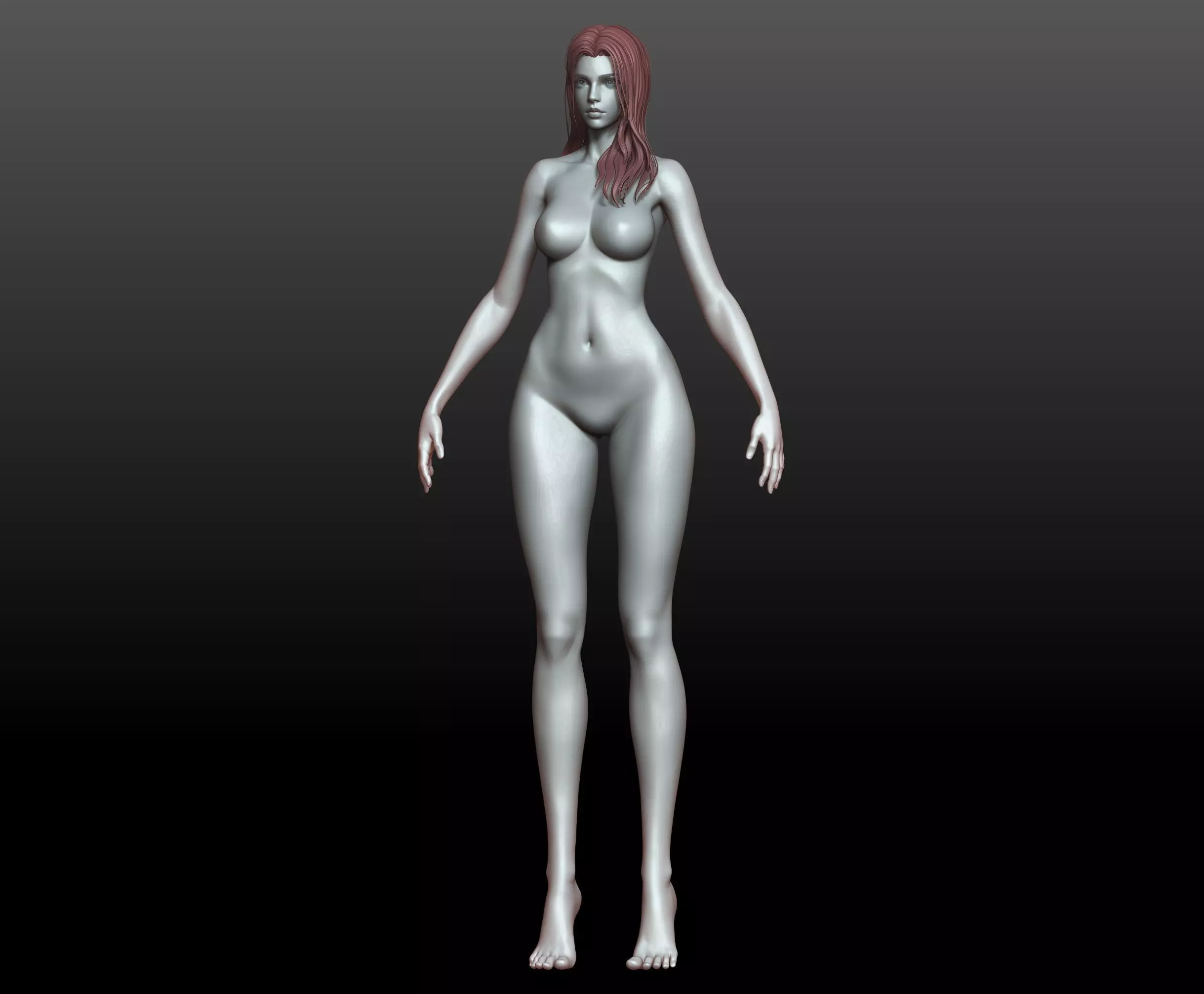 V2 Highpoly and Lowpoly Fantasy mature woman female Base mesh 3D model_15