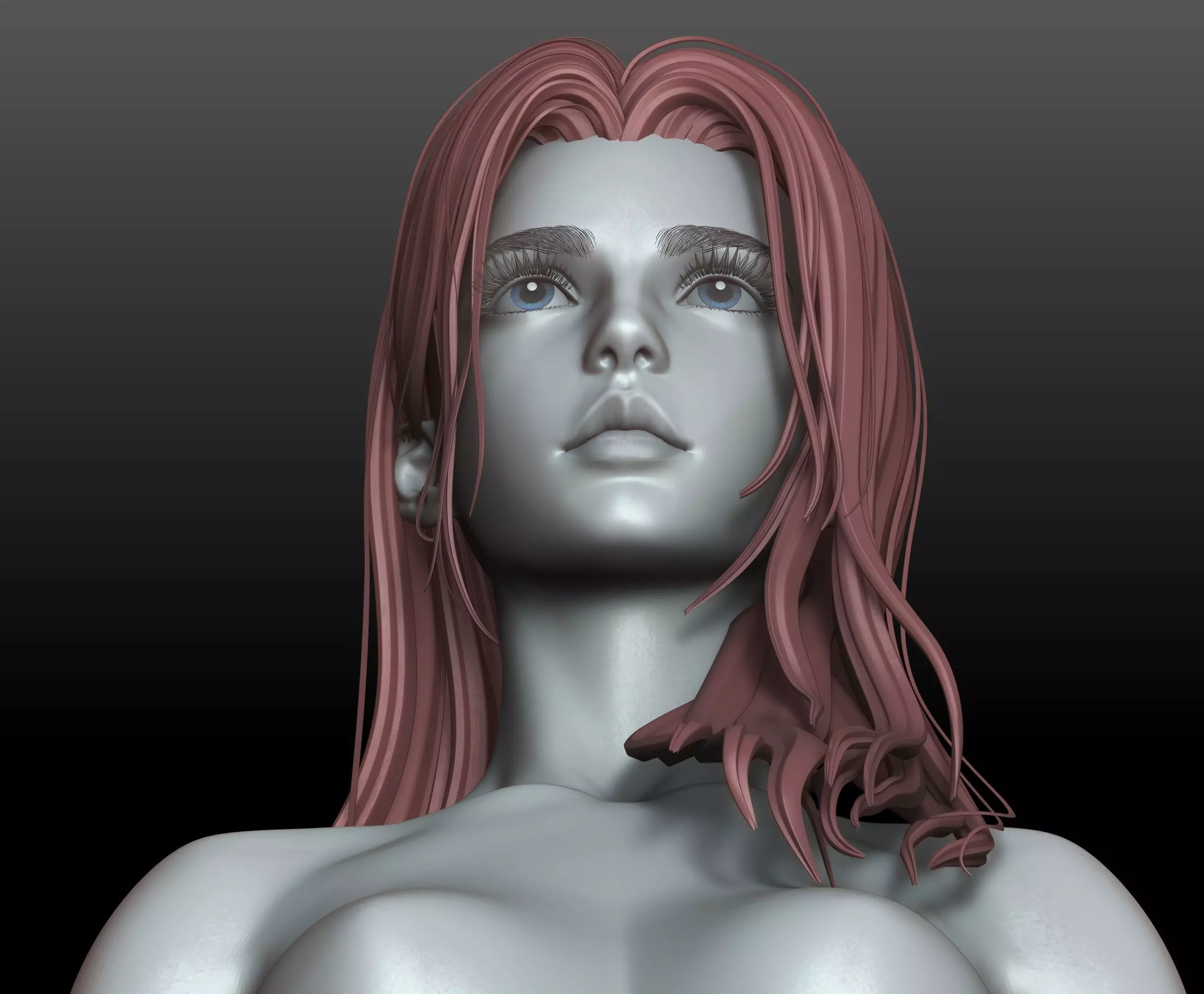 V2 Highpoly and Lowpoly Fantasy mature woman female Base mesh 3D model_11