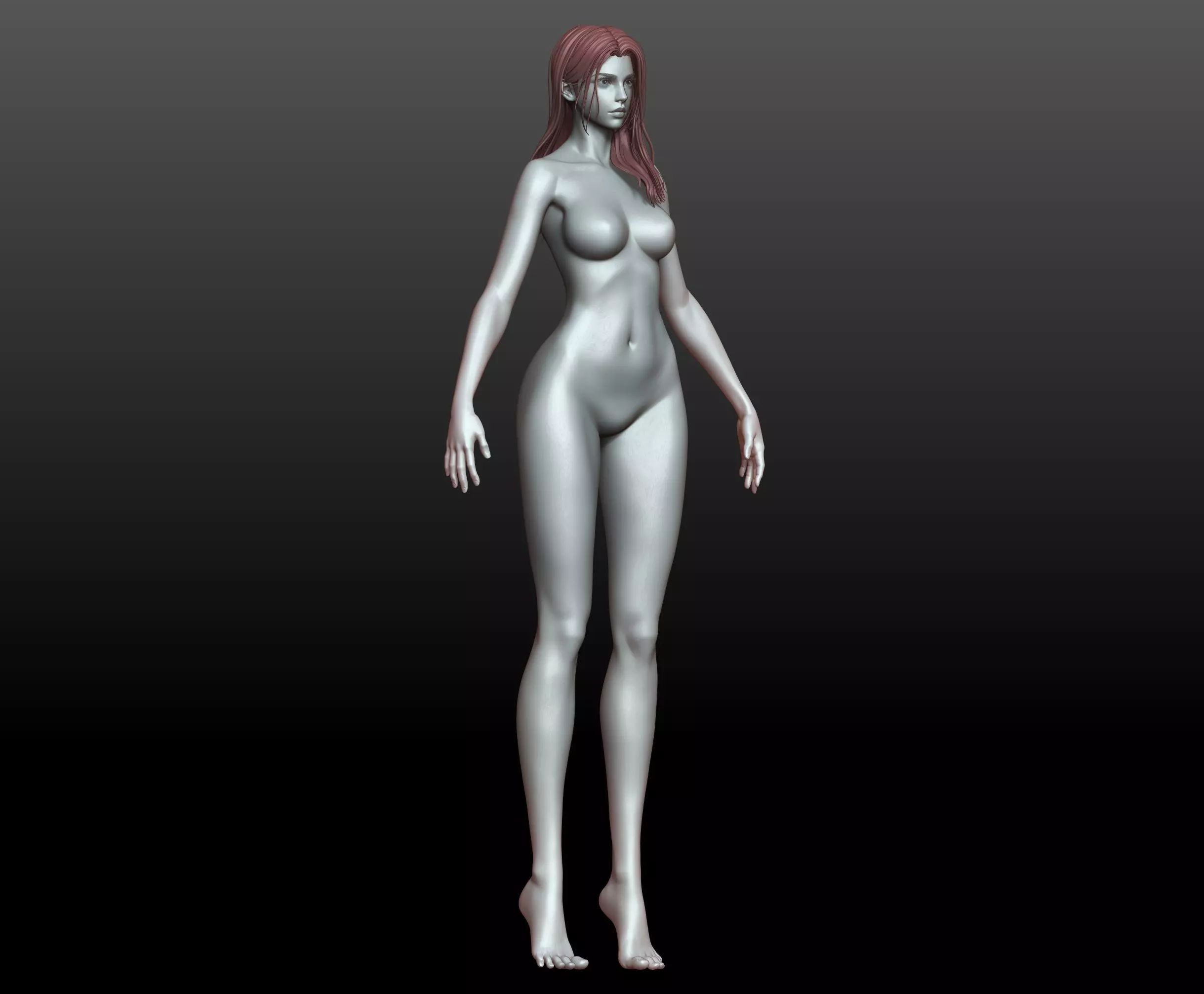 V2 Highpoly and Lowpoly Fantasy mature woman female Base mesh 3D model_14