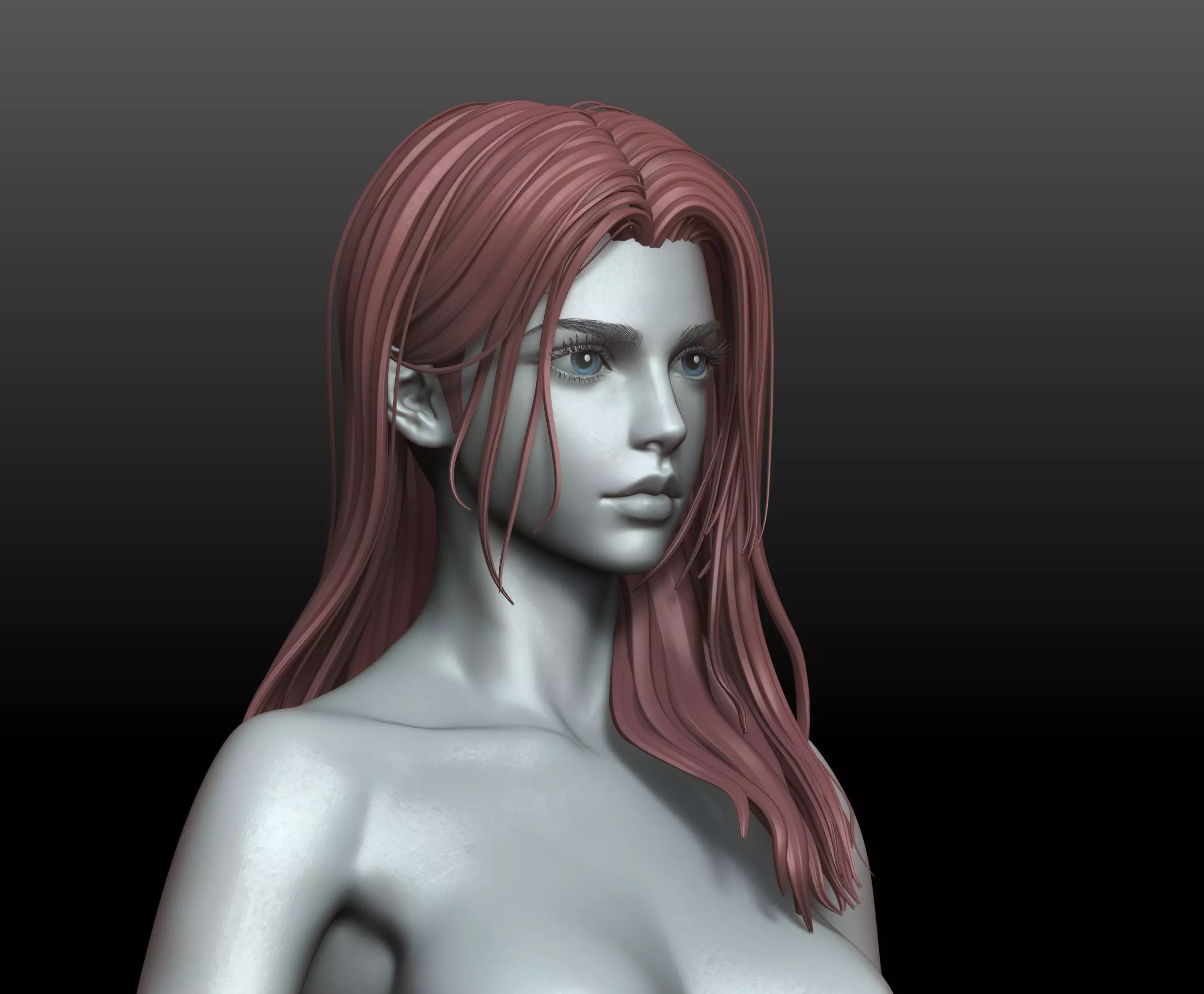 V2 Highpoly and Lowpoly Fantasy mature woman female Base mesh 3D model_20
