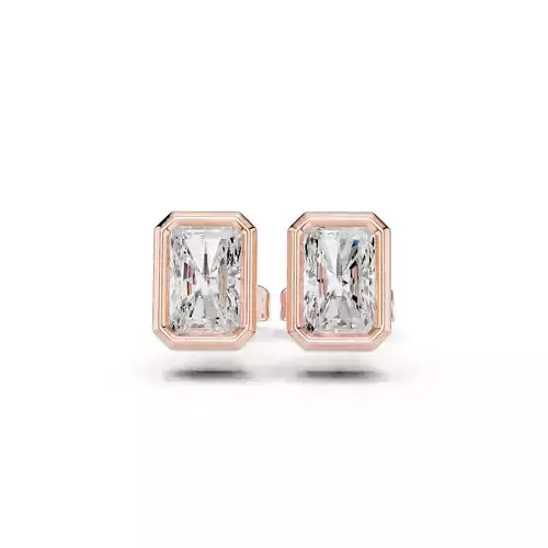 Solitaire Bezel Set Radiant Cut Diamond Earring 3DM STL Video 3D print model