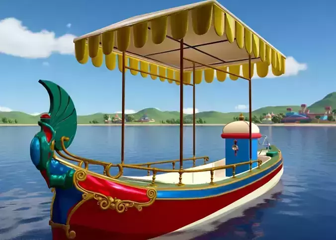 Daimler Marie Motor Boat - Museum - Vintage Vehicle Low Poly Low-poly 3D model