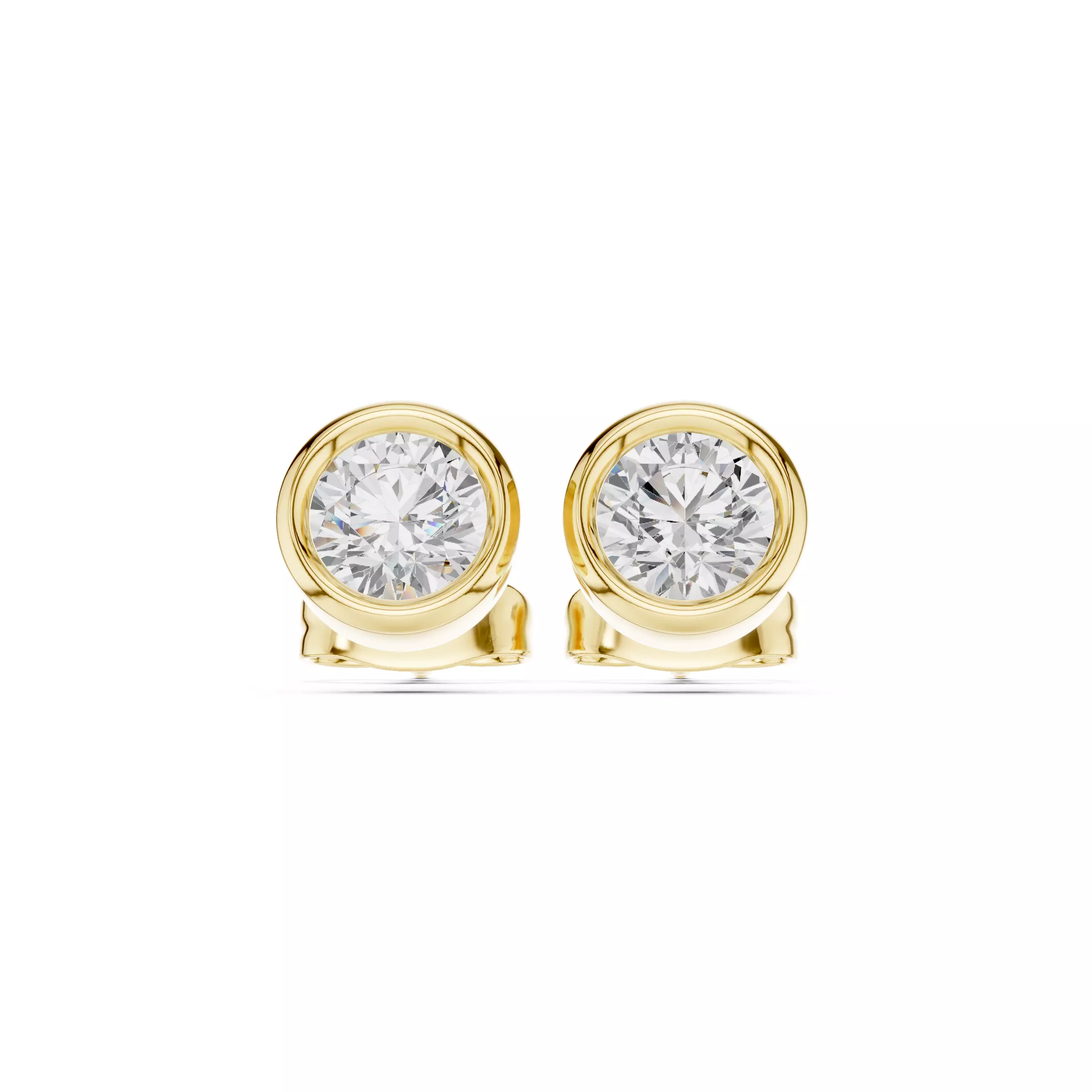 Solitaire Round Cut Bezel Set Diamond Stud Earring 3DM STL Video 3D print model_10