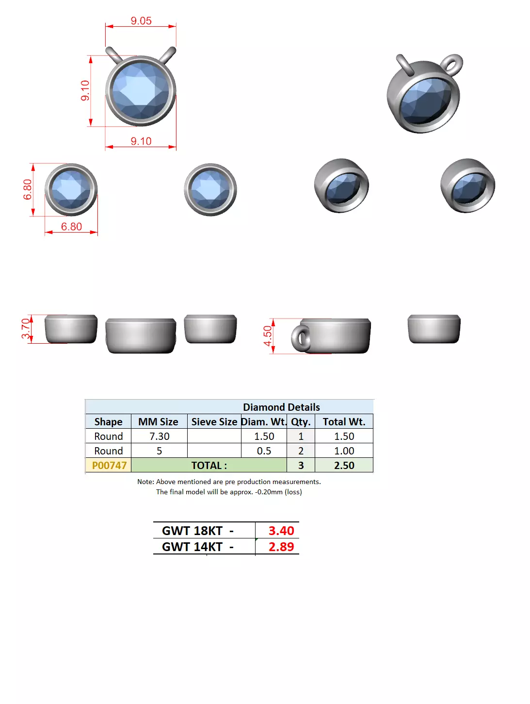 Solitaire Round Cut Bezel Set Diamond Stud Earring 3DM STL Video 3D print model_15