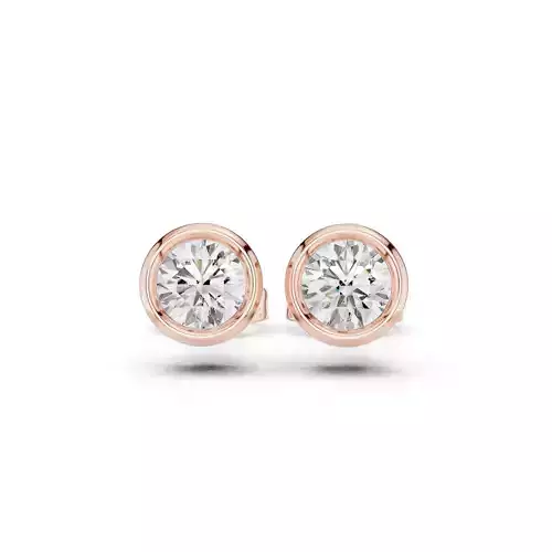 Solitaire Round Cut Bezel Set Diamond Stud Earring 3DM STL Video