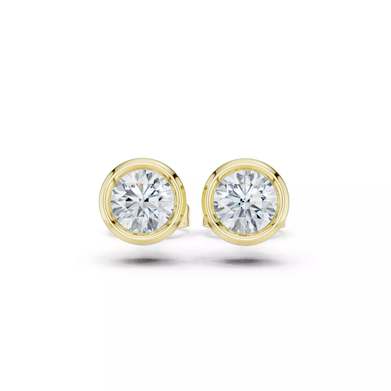 Solitaire Round Cut Bezel Set Diamond Stud Earring 3DM STL Video 3D print model_1