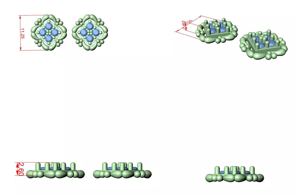 Round Cut Diamond Square Shape Earring 3DM STL Video 3D print model_9