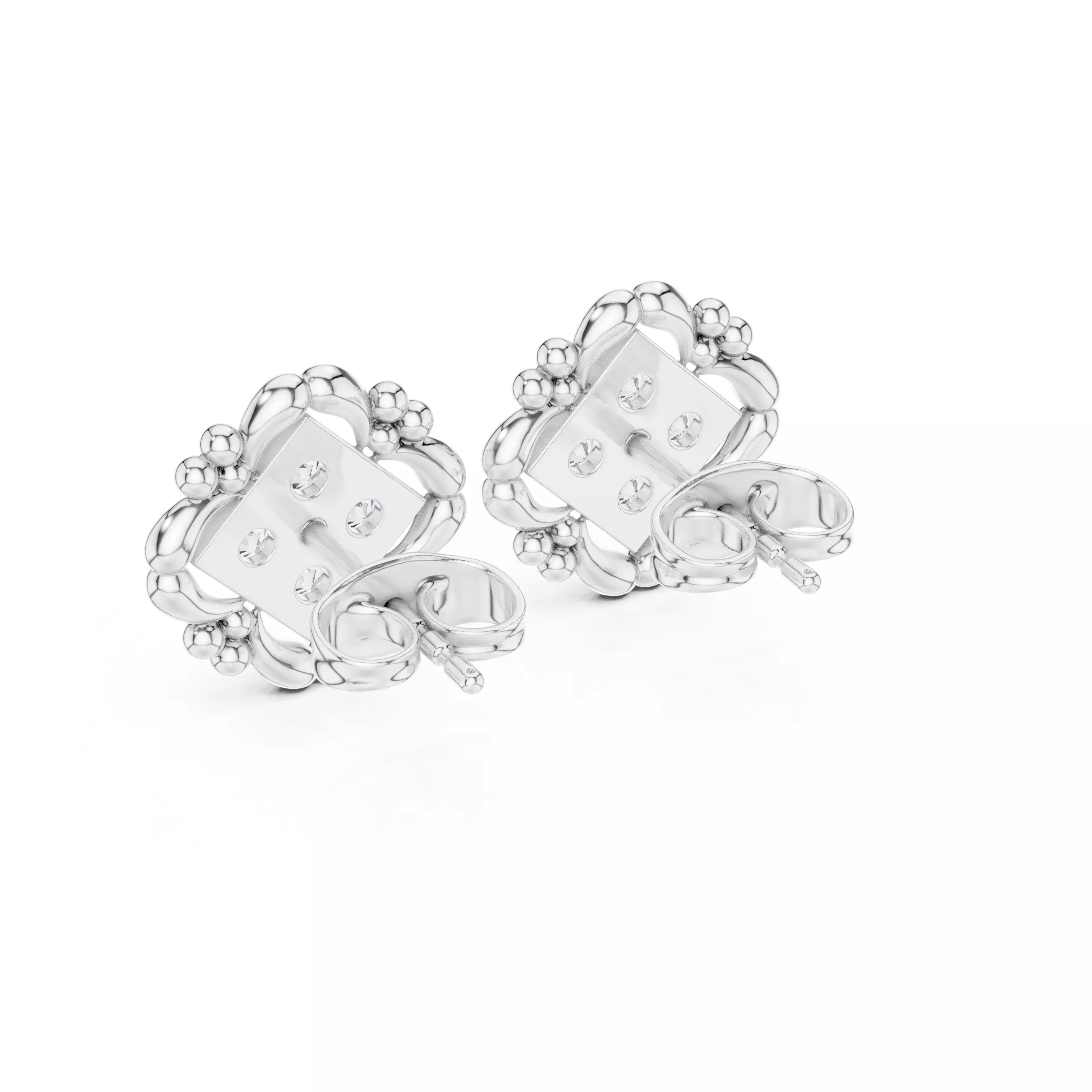 Round Cut Diamond Square Shape Earring 3DM STL Video 3D print model_8