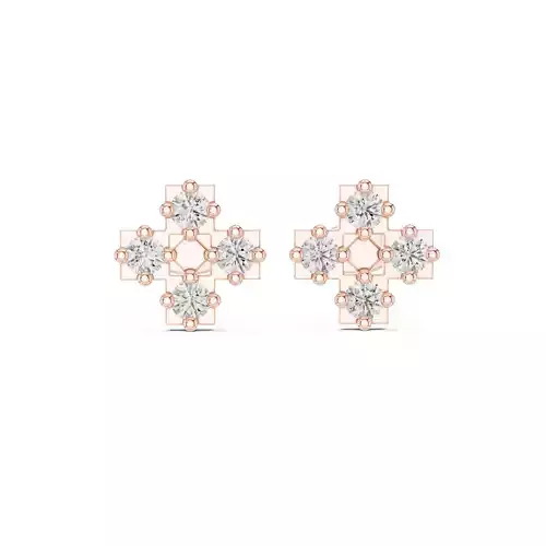 Four Round Cut Diamond Dainty Stud Earring 3DM STL Video 3D print model