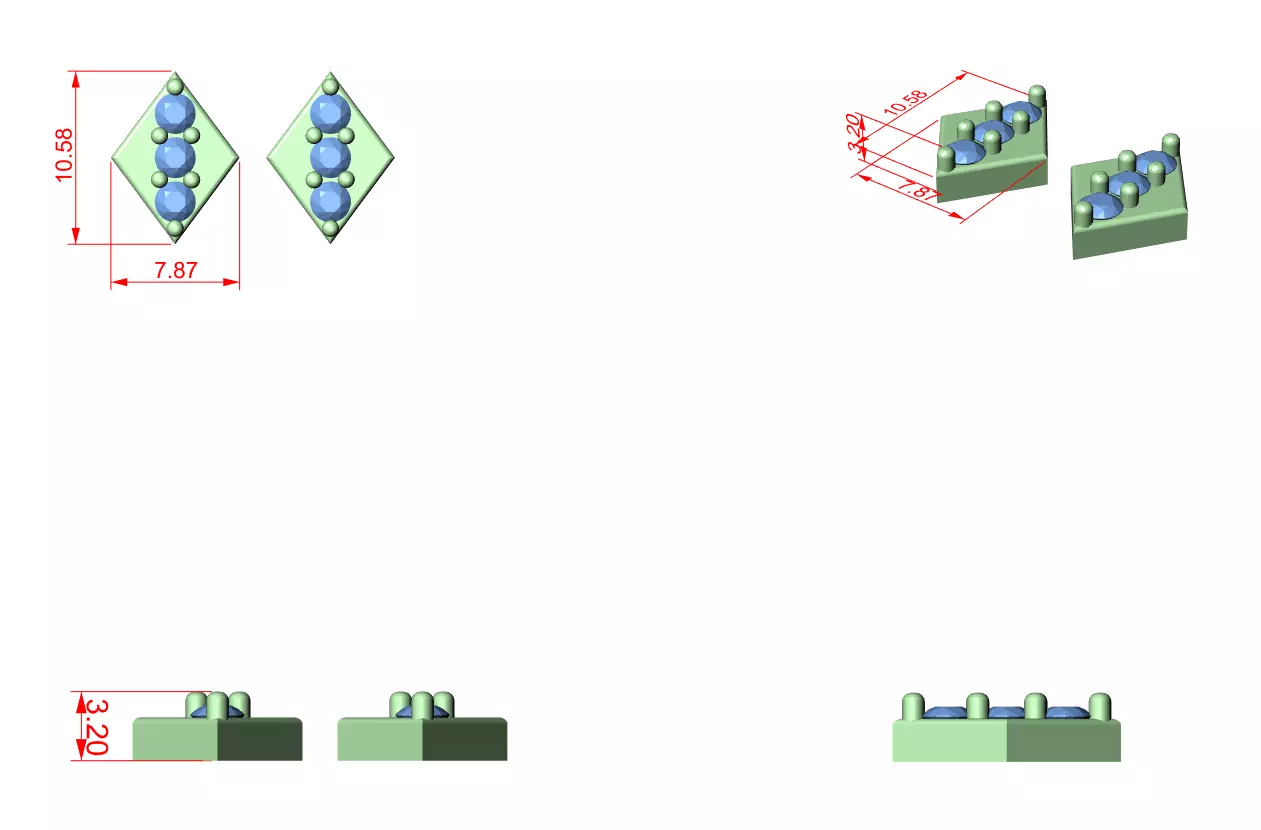 Round Cut Diamond Kite Shape Stud Earring 3DM STL Video 3D print model_9