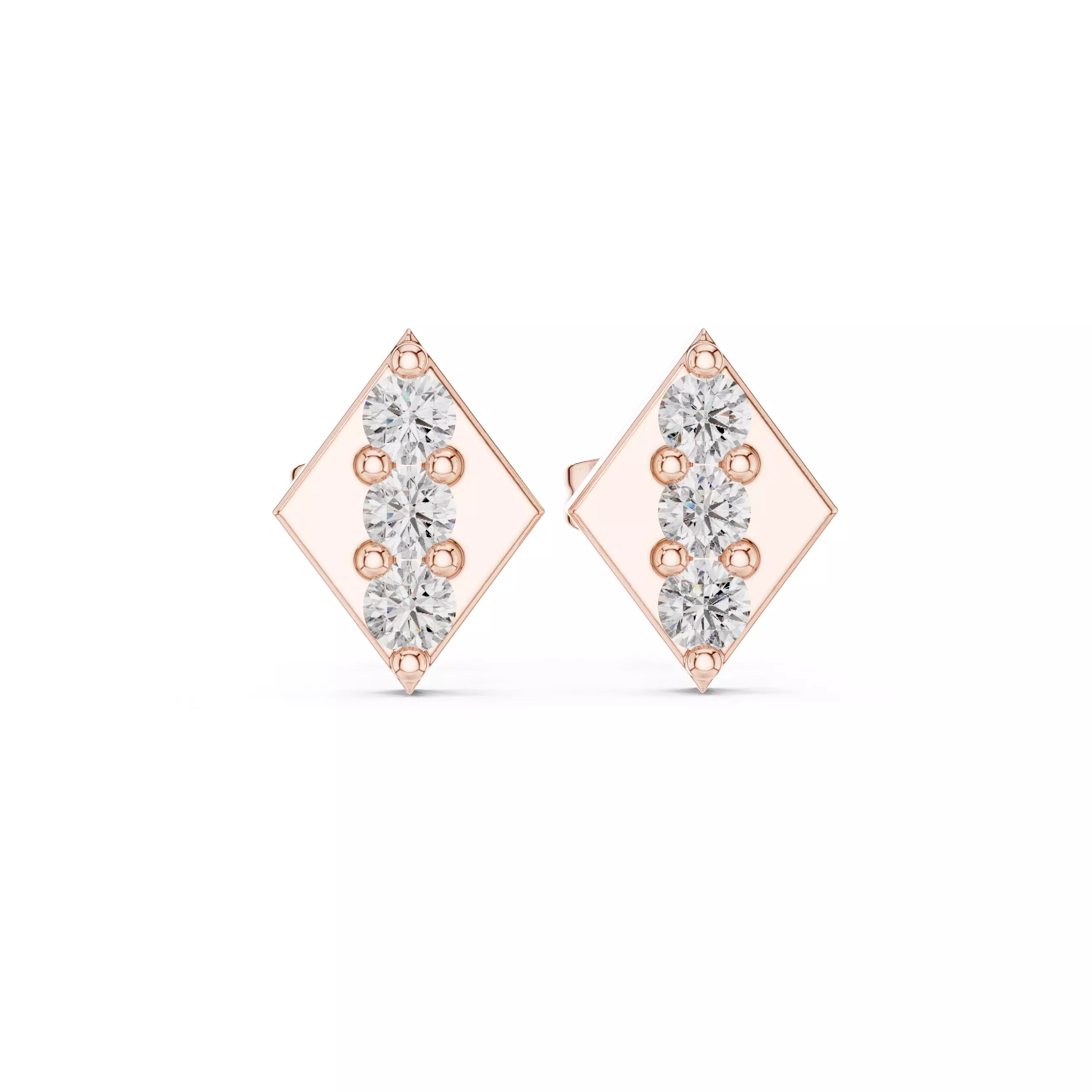 Round Cut Diamond Kite Shape Stud Earring 3DM STL Video 3D print model_0