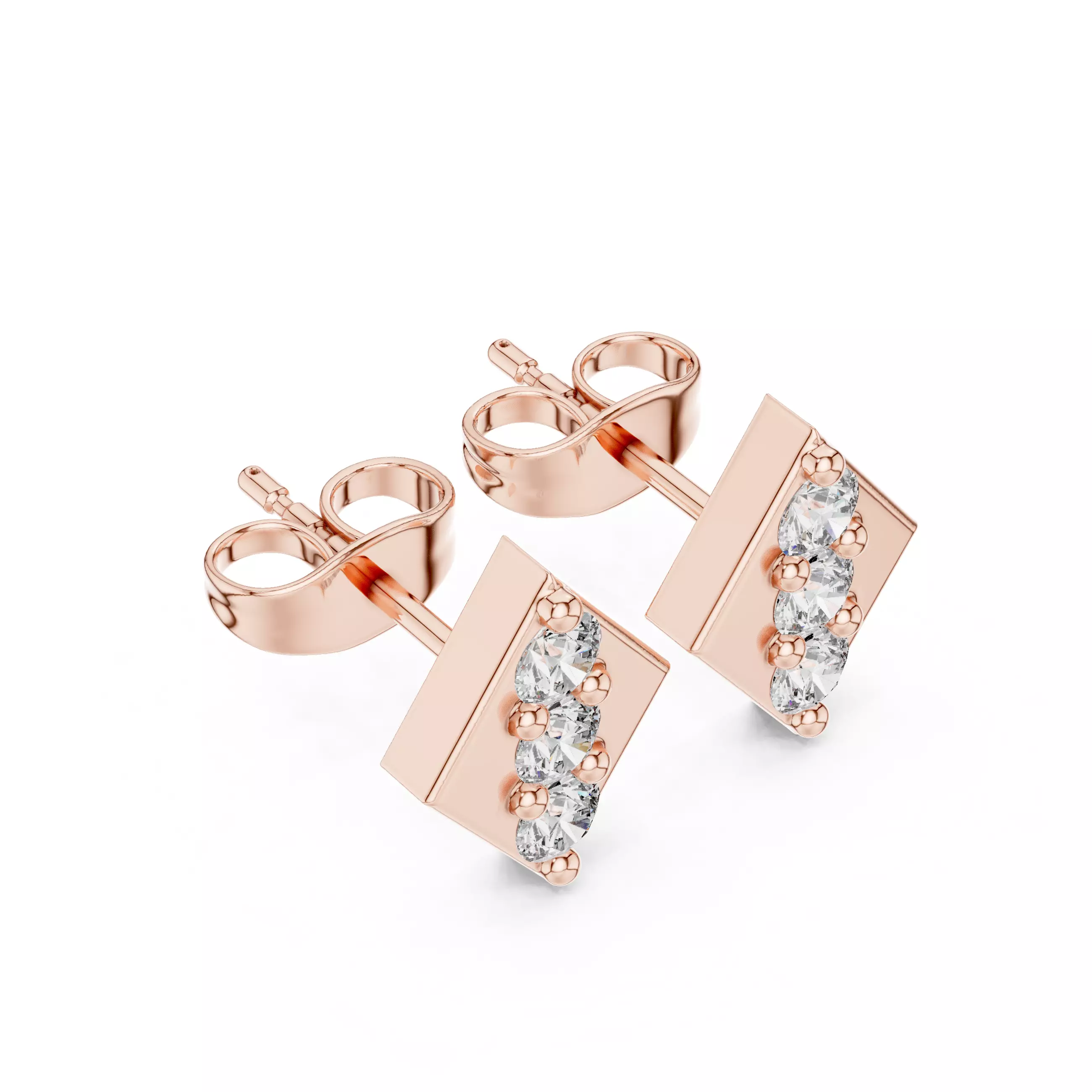 Round Cut Diamond Kite Shape Stud Earring 3DM STL Video 3D print model_3