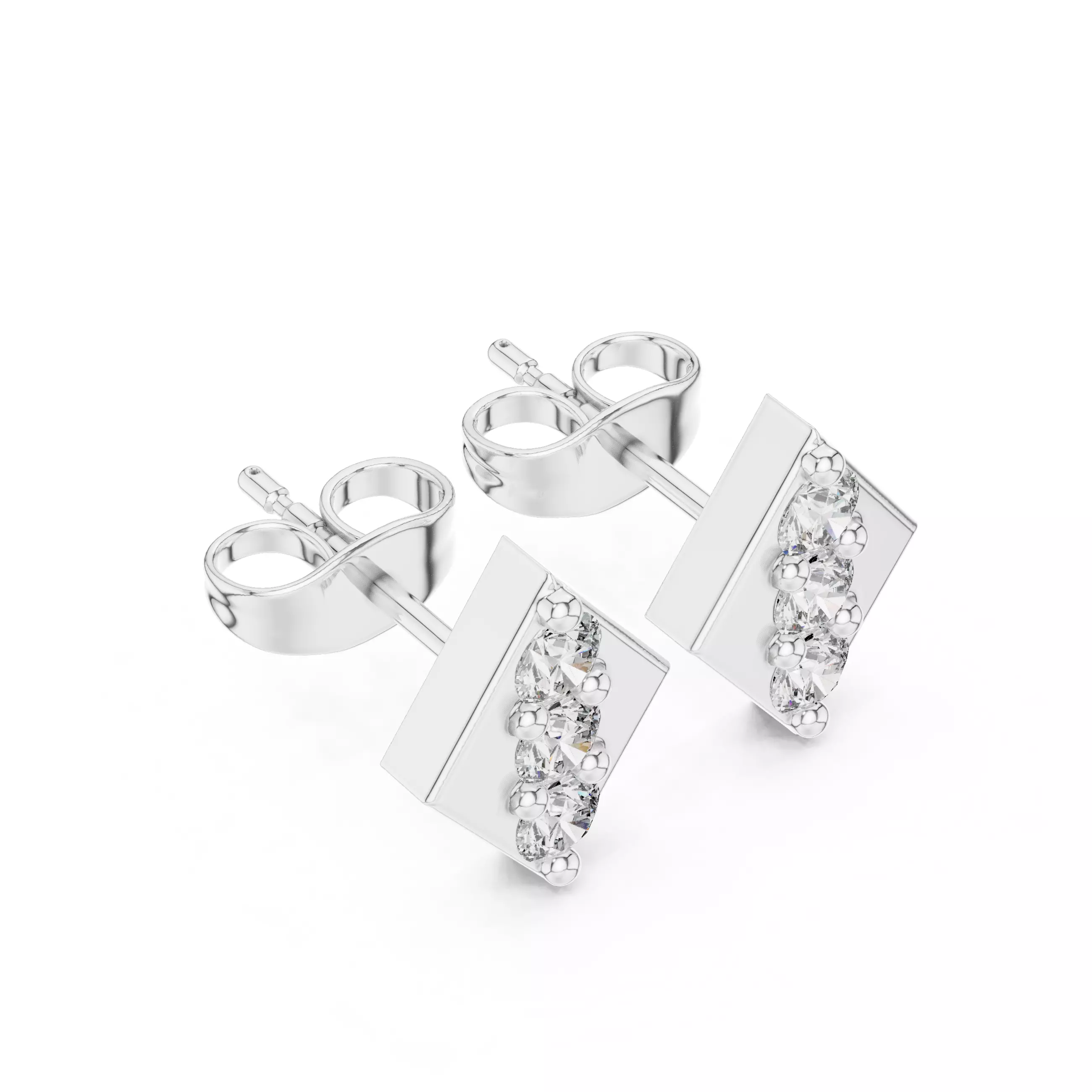 Round Cut Diamond Kite Shape Stud Earring 3DM STL Video 3D print model_7